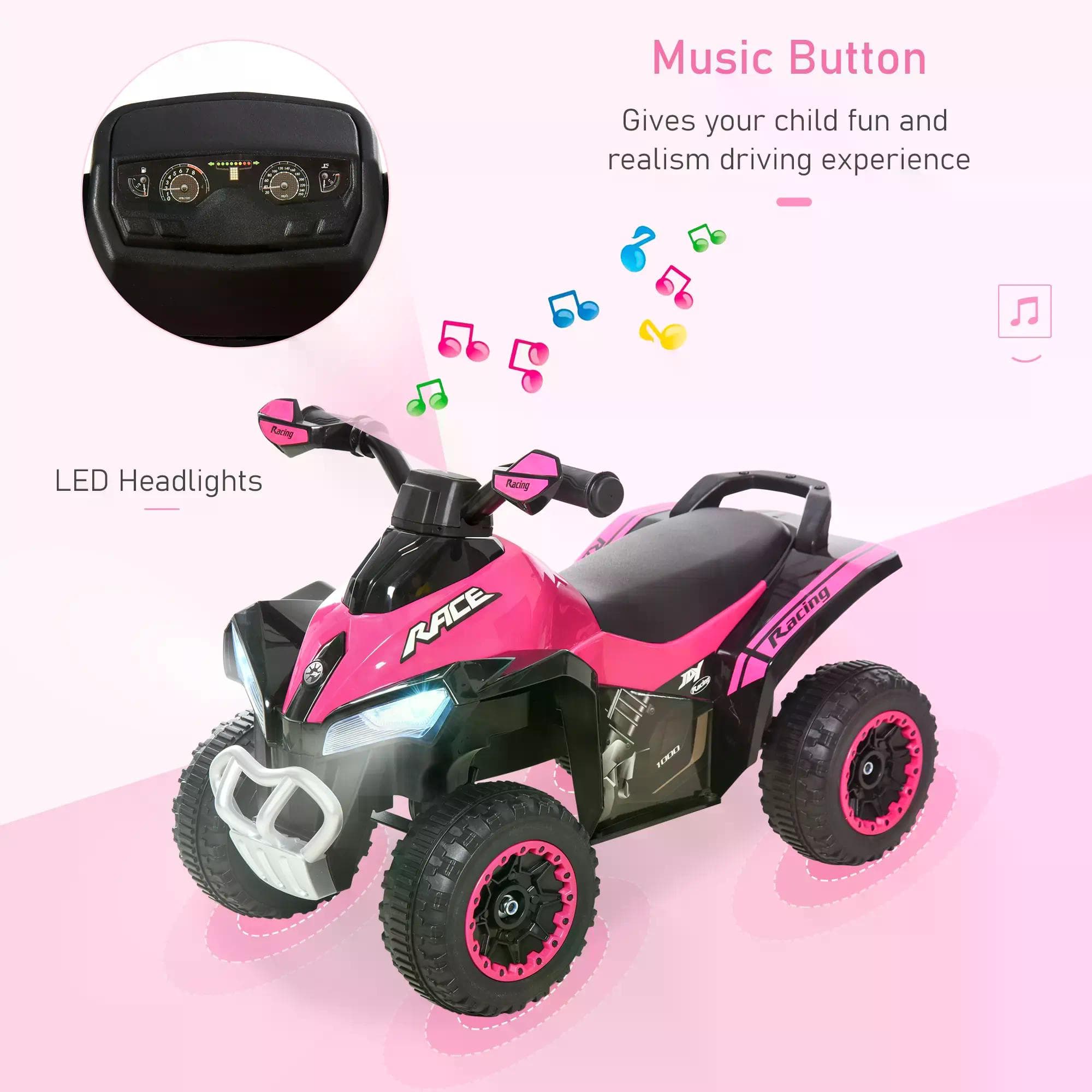 A bright pink quad ride-on for toddler play - image 5