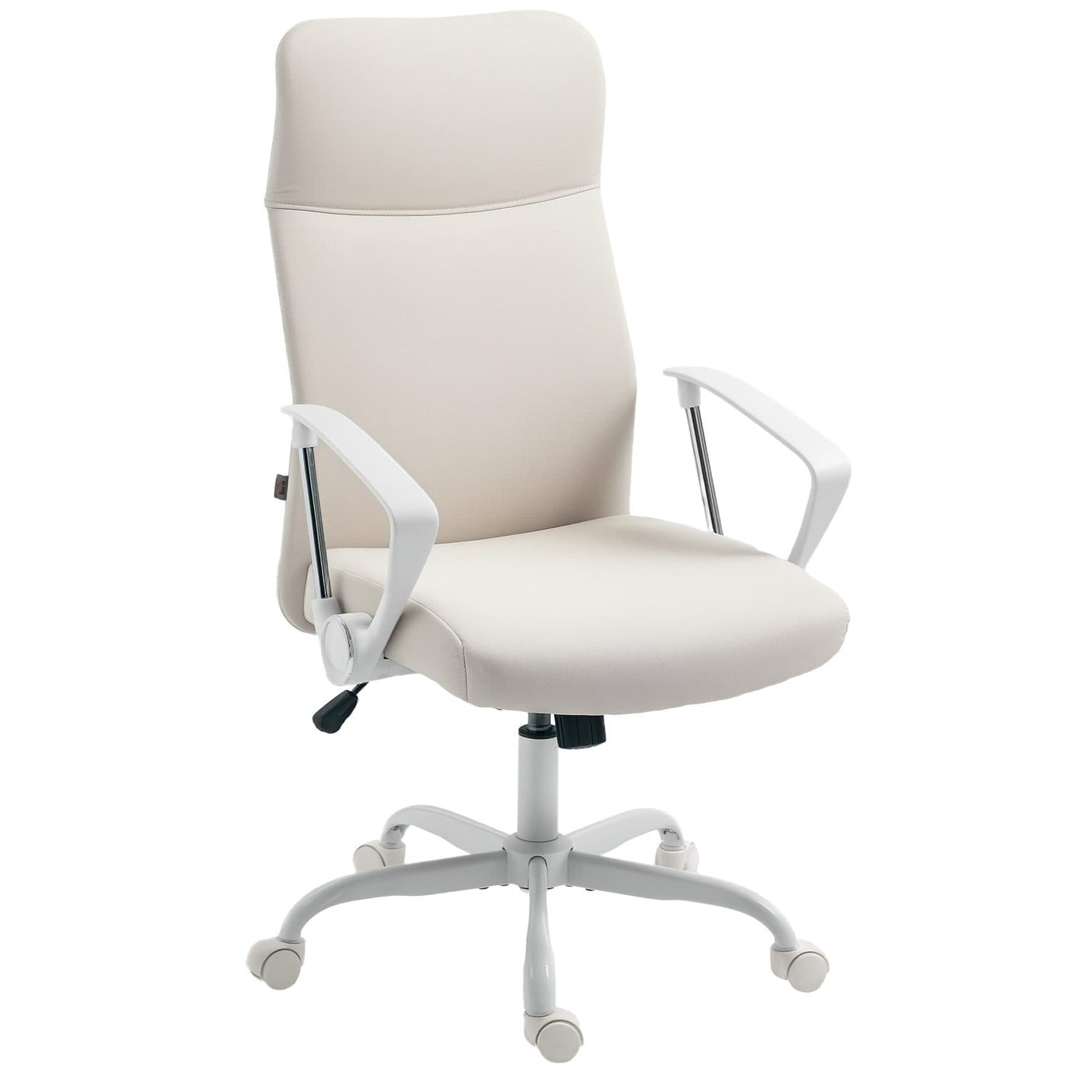 Cream White Fabric High Back Office Chair for All-Day Comfort - Cream