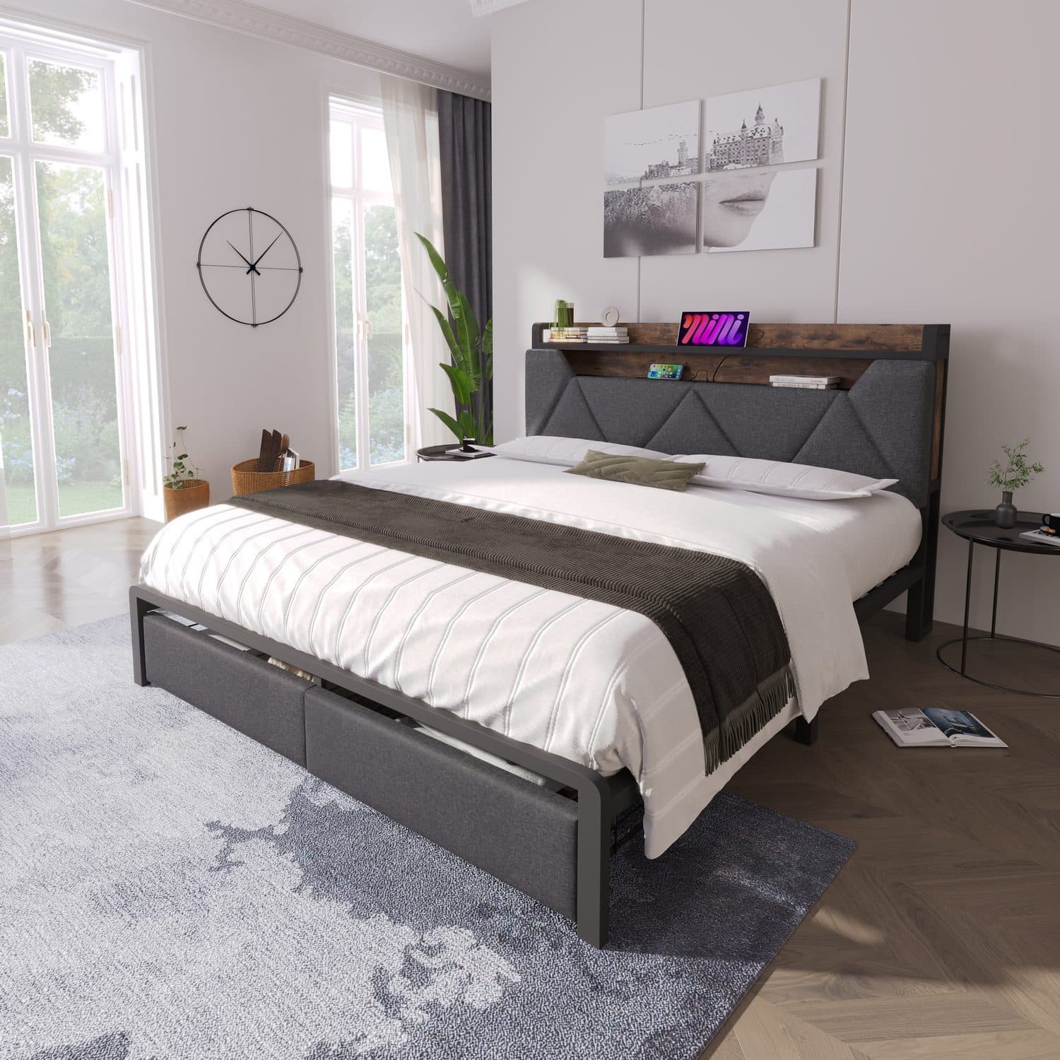Smart LED Storage Double Bed - image 5