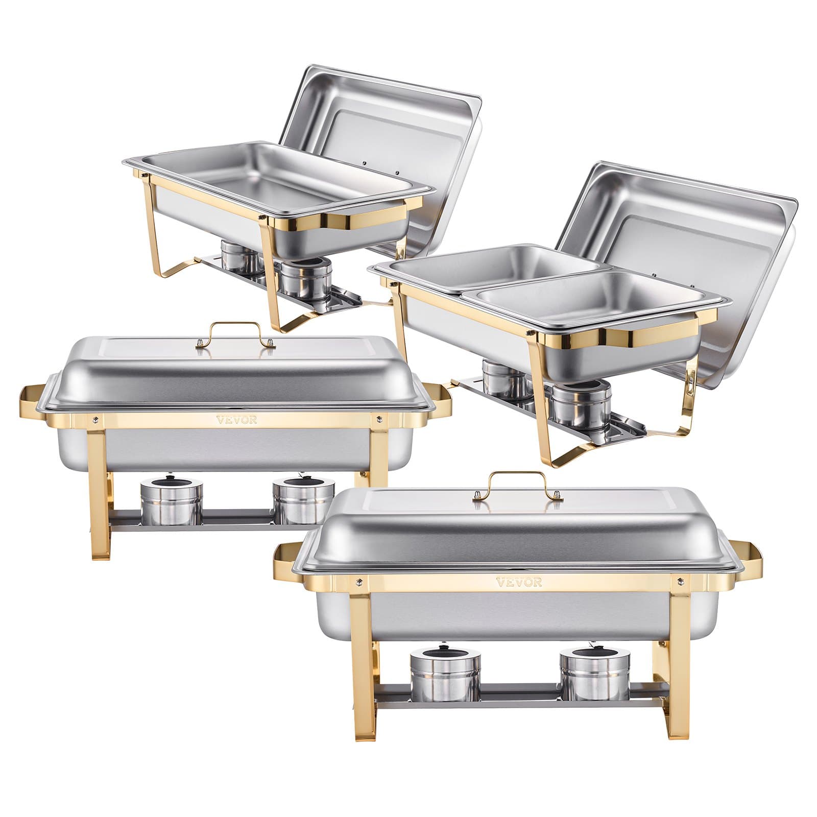Gold Chafing Dish Buffet Set for Parties & Banquets (4-Pack)