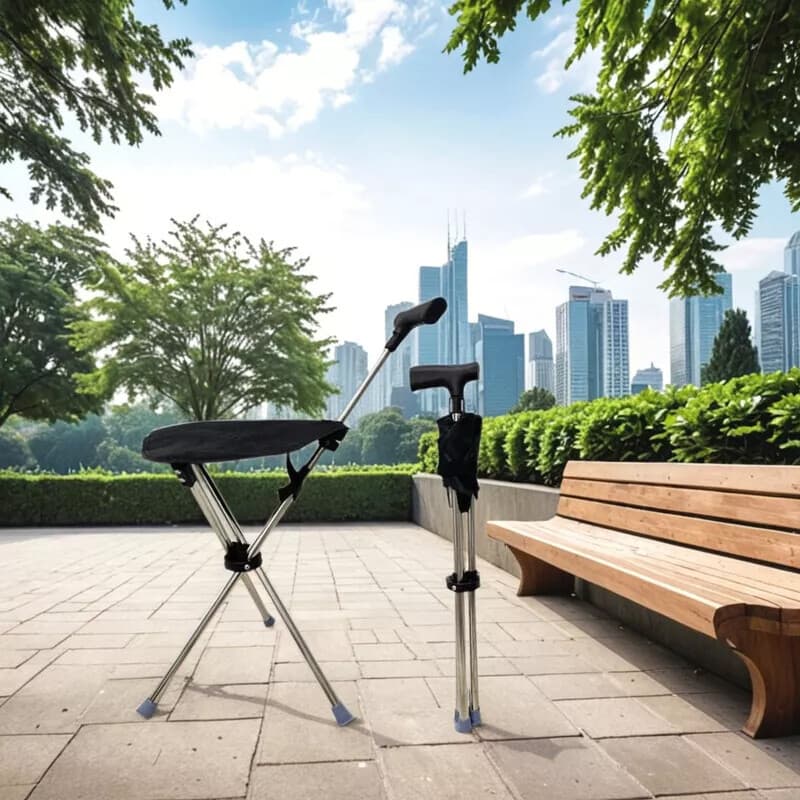Walking Stick Seat That Opens Into a Tripod Stool - image 5
