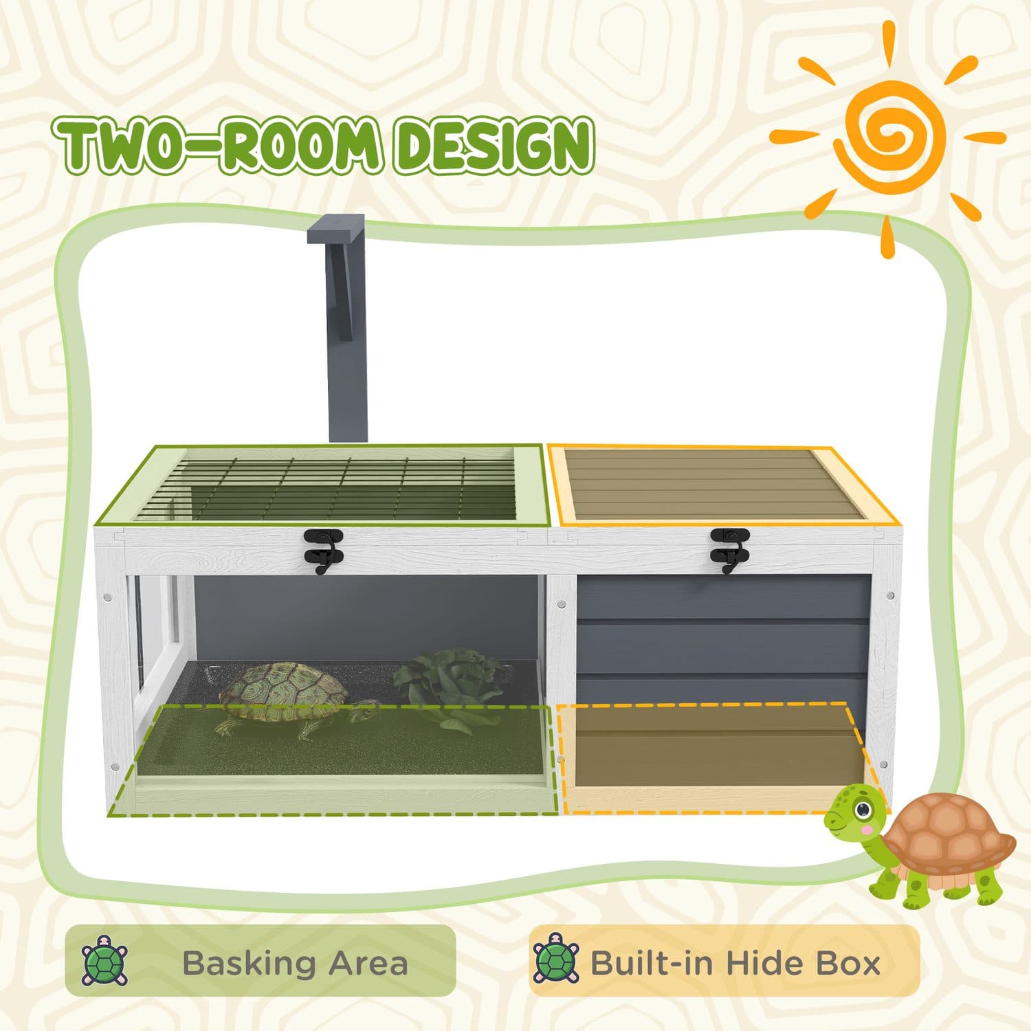 PawHut Tortoise Table with Wooden Lamp Holder - image 2