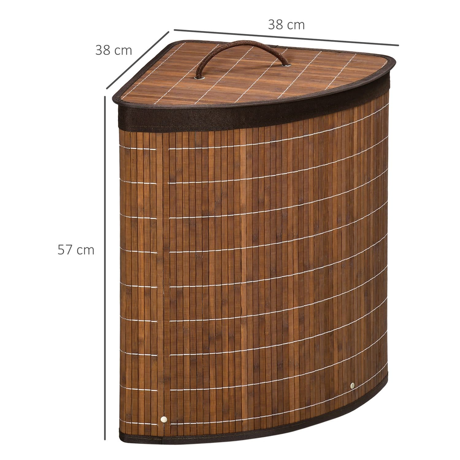 55-Litre Bamboo Corner Laundry Hamper with Lid and Removable Lining - image 4