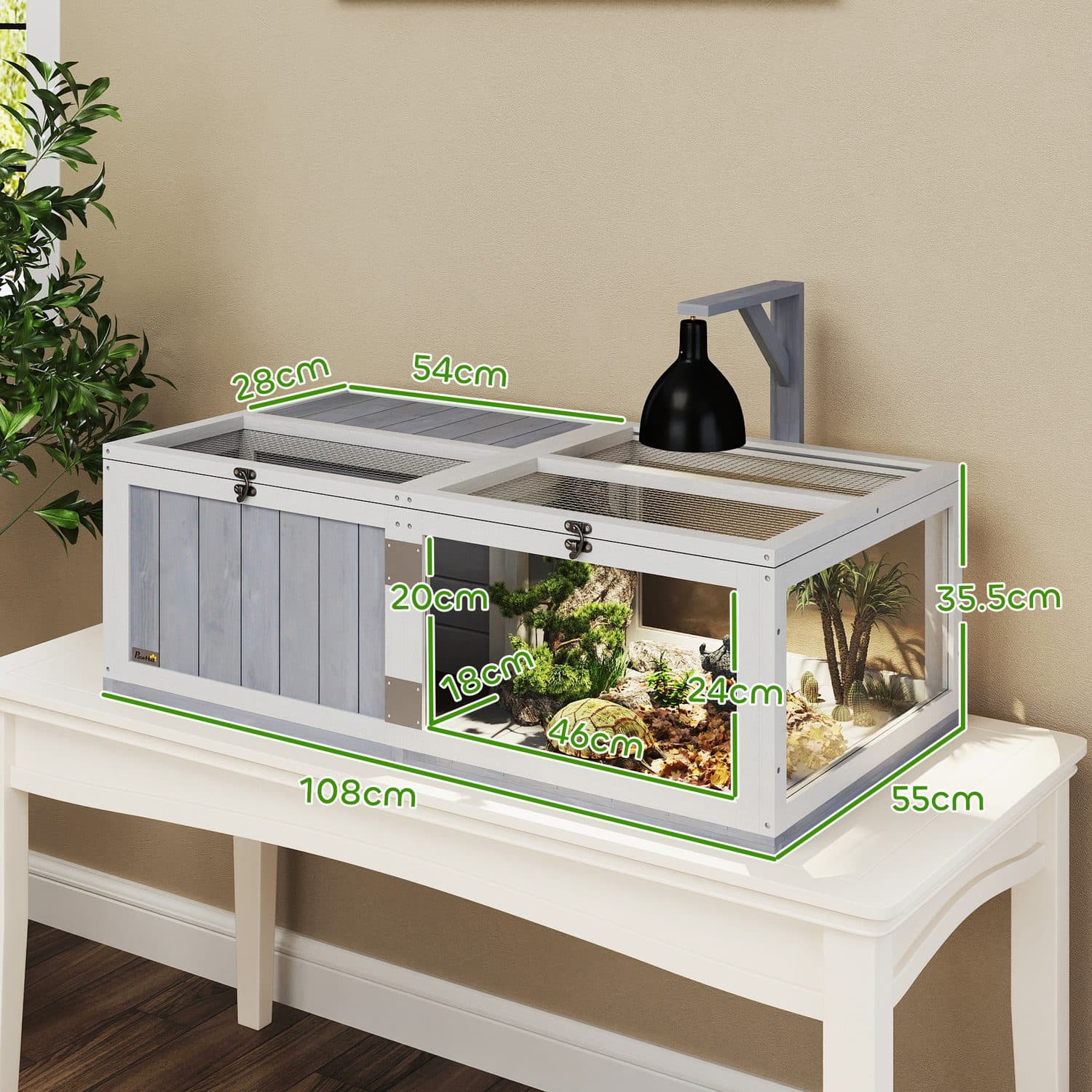 PawHut Two-Room Wooden Tortoise and Reptile House - image 1