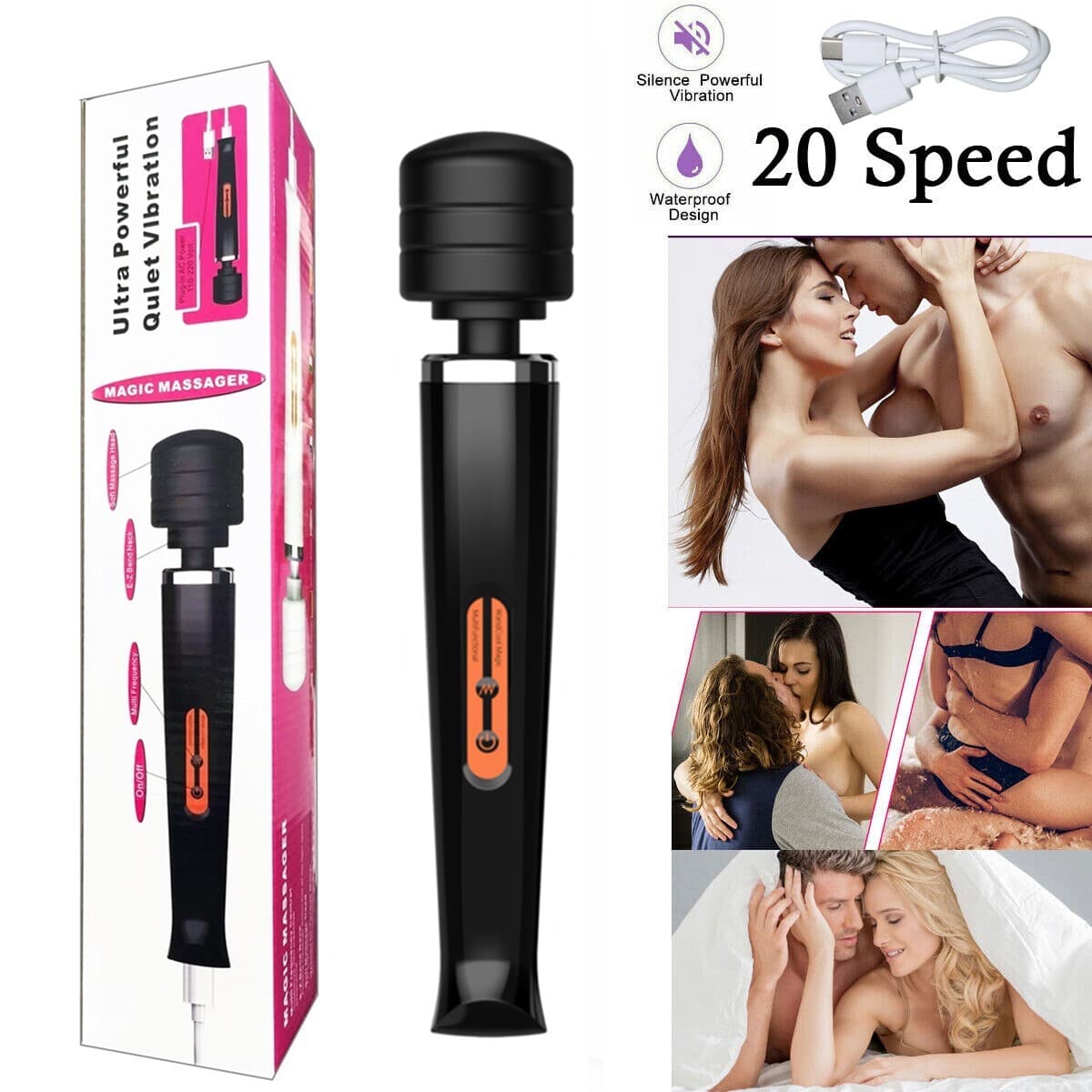 Rechargeable Massage Wand with 10 Vibration Speeds - image 8