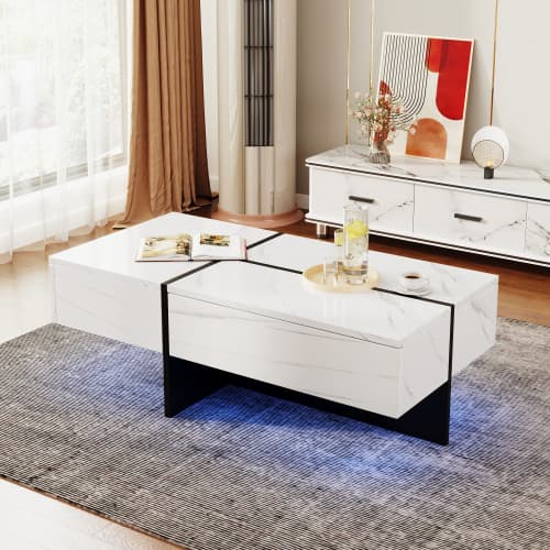 High-Gloss Coffee Table with App-Controlled LED Lighting - image 2