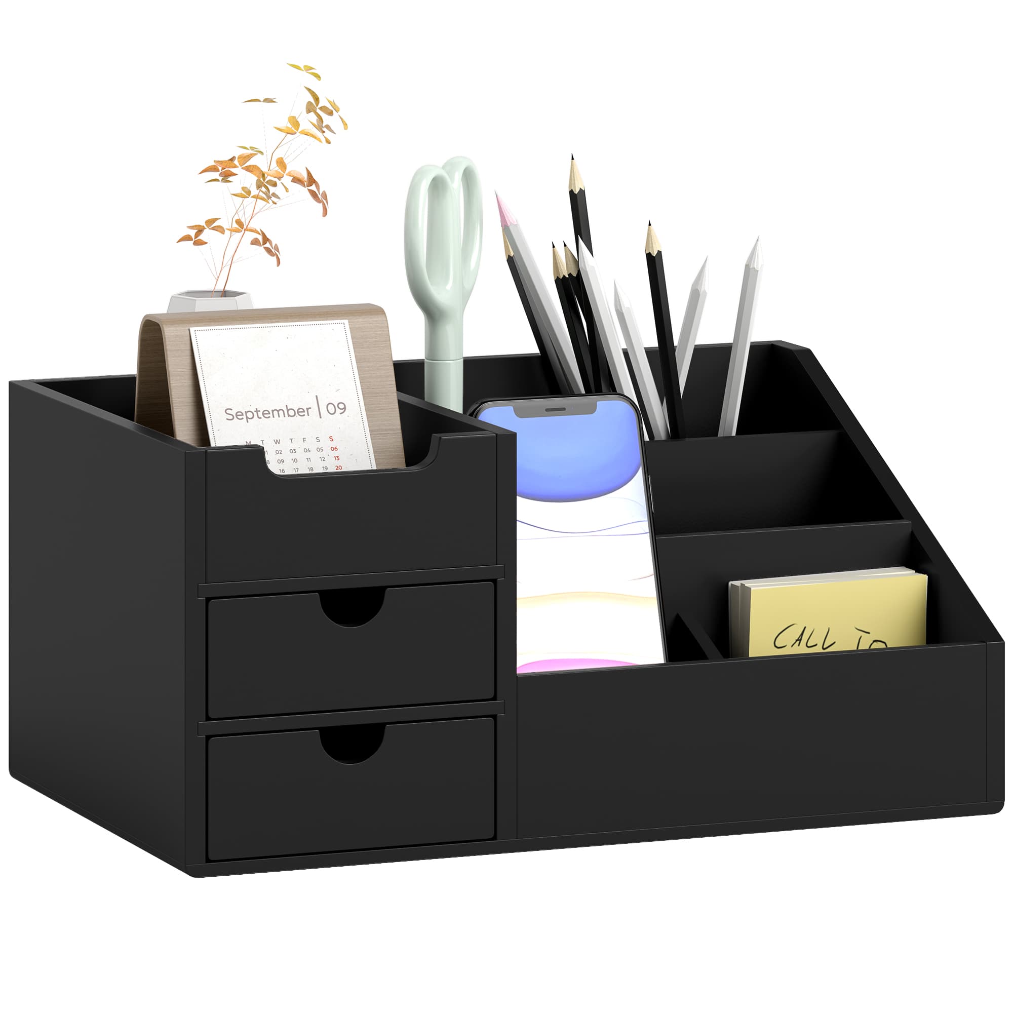 Black Bamboo Desk Organiser for Home Offices