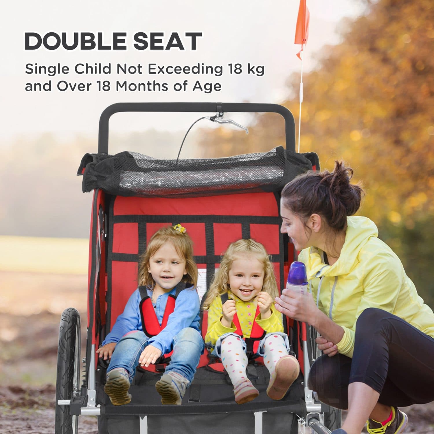 2-Seat Bike Trailer with Safety Harness for Children - image 4