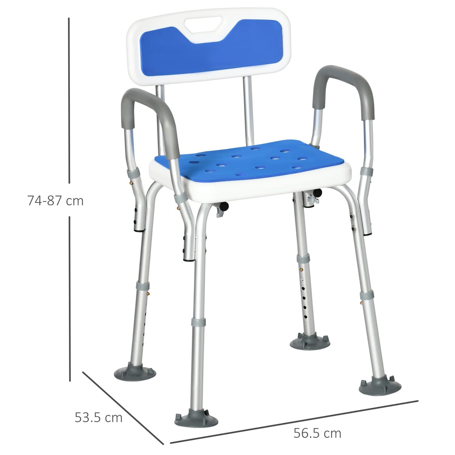 Blue Padded Shower Chair with Arms - image 3