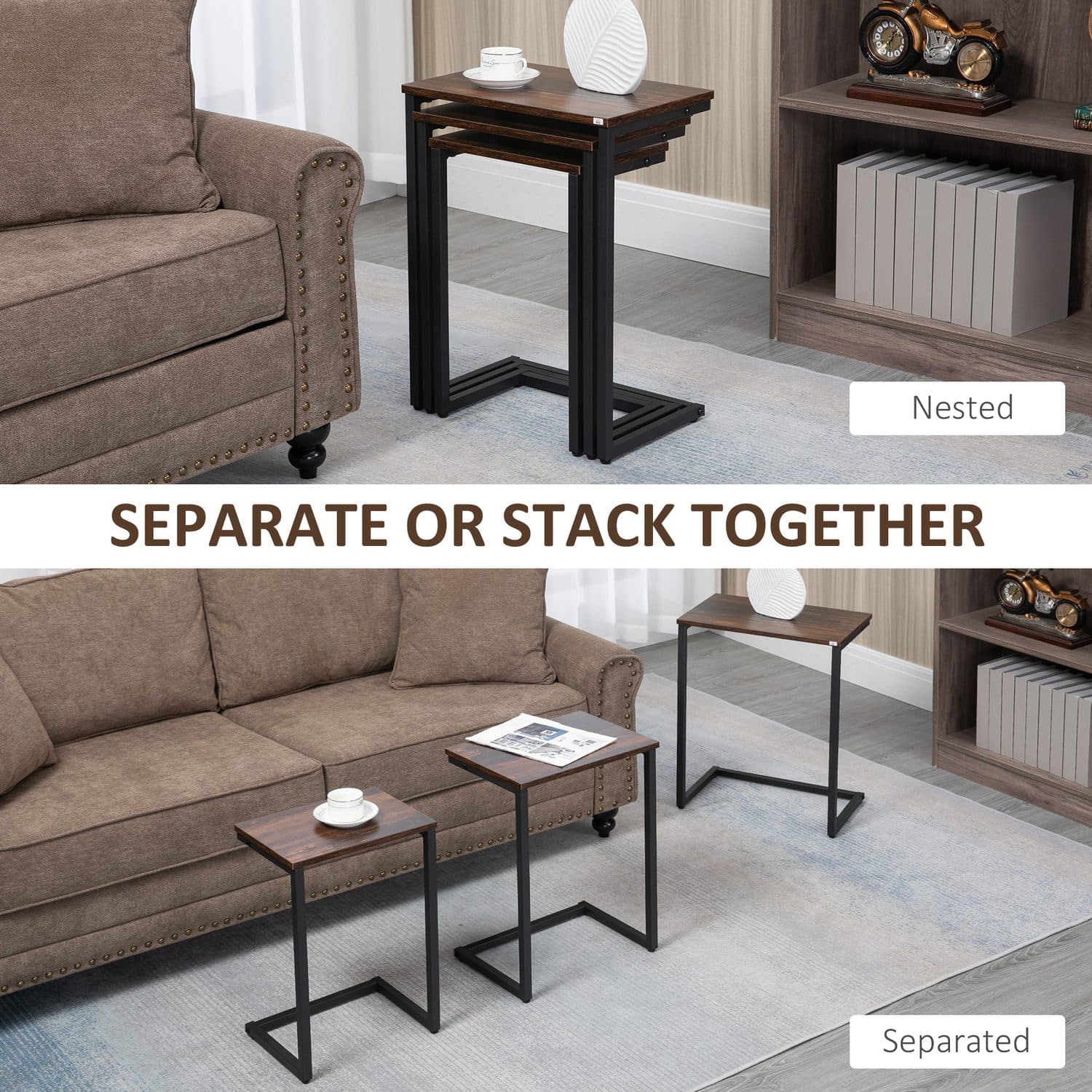 Rustic C-Shaped Nesting Tables - image 4
