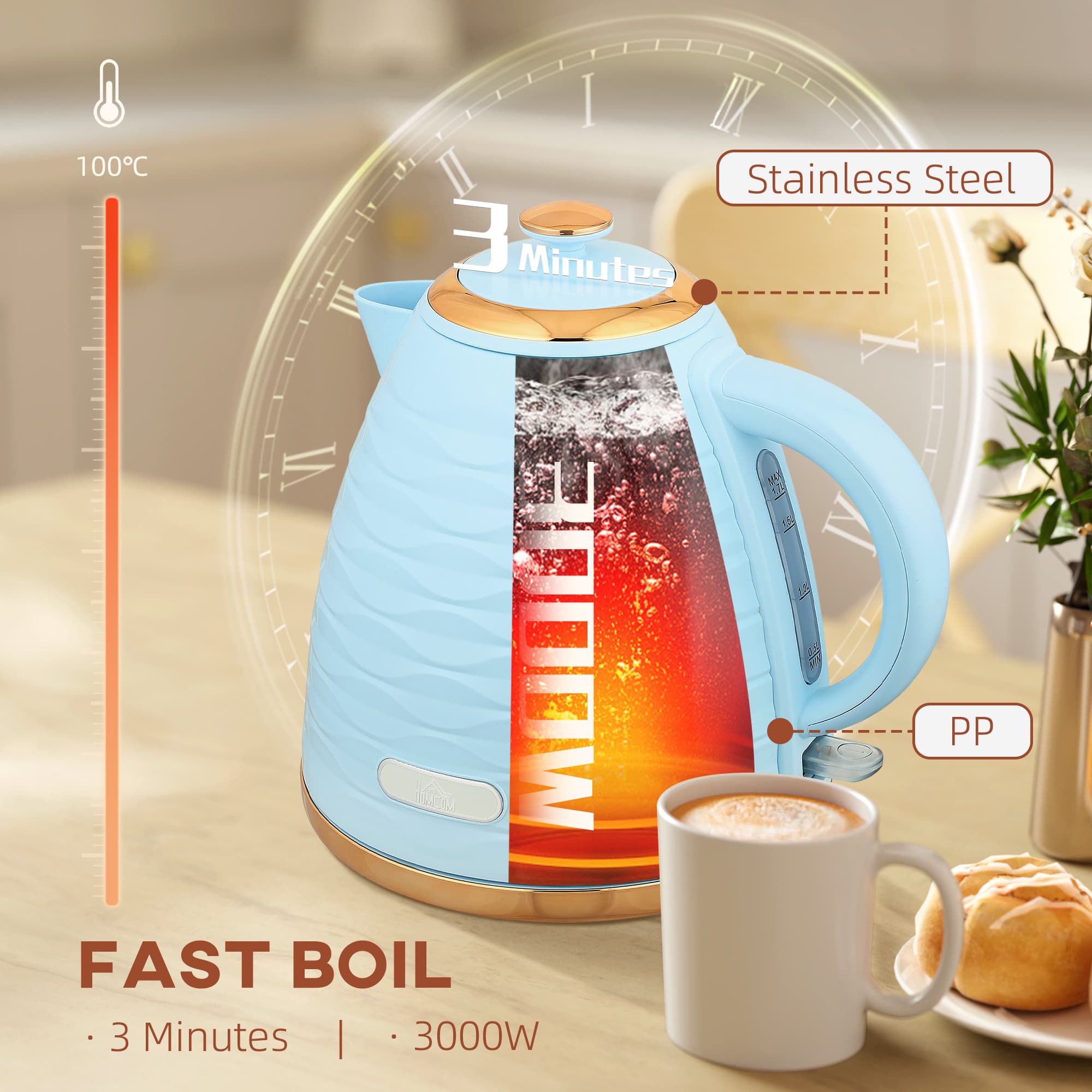 Light Blue Rapid Boil Kettle with Honeycomb Texture - image 3