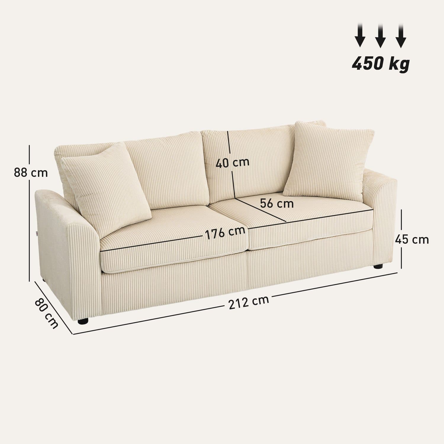 Sink Into Premium Comfort With This Cream Corduroy Sofa - image 1