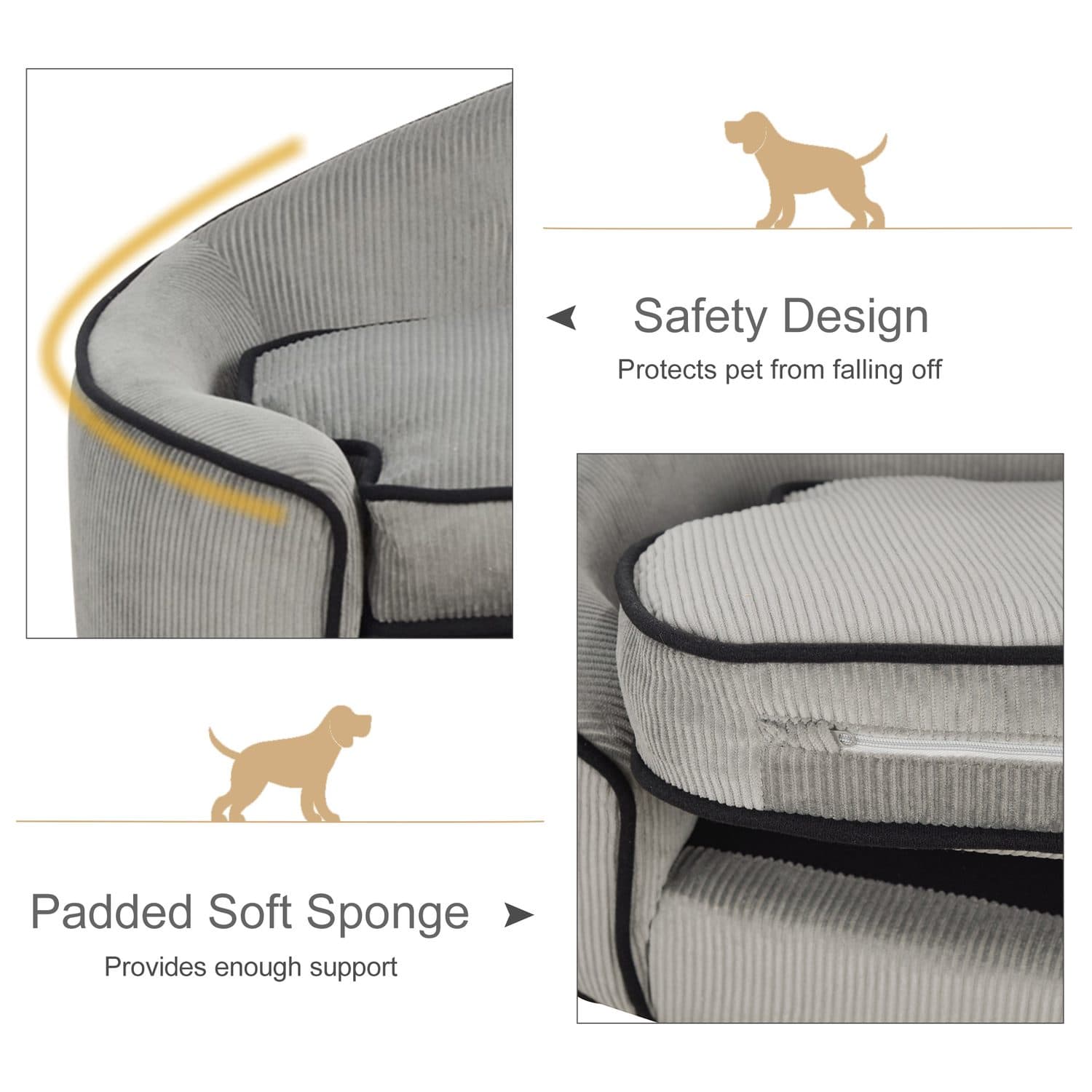 PawHut Grey Pet Sofa - image 5