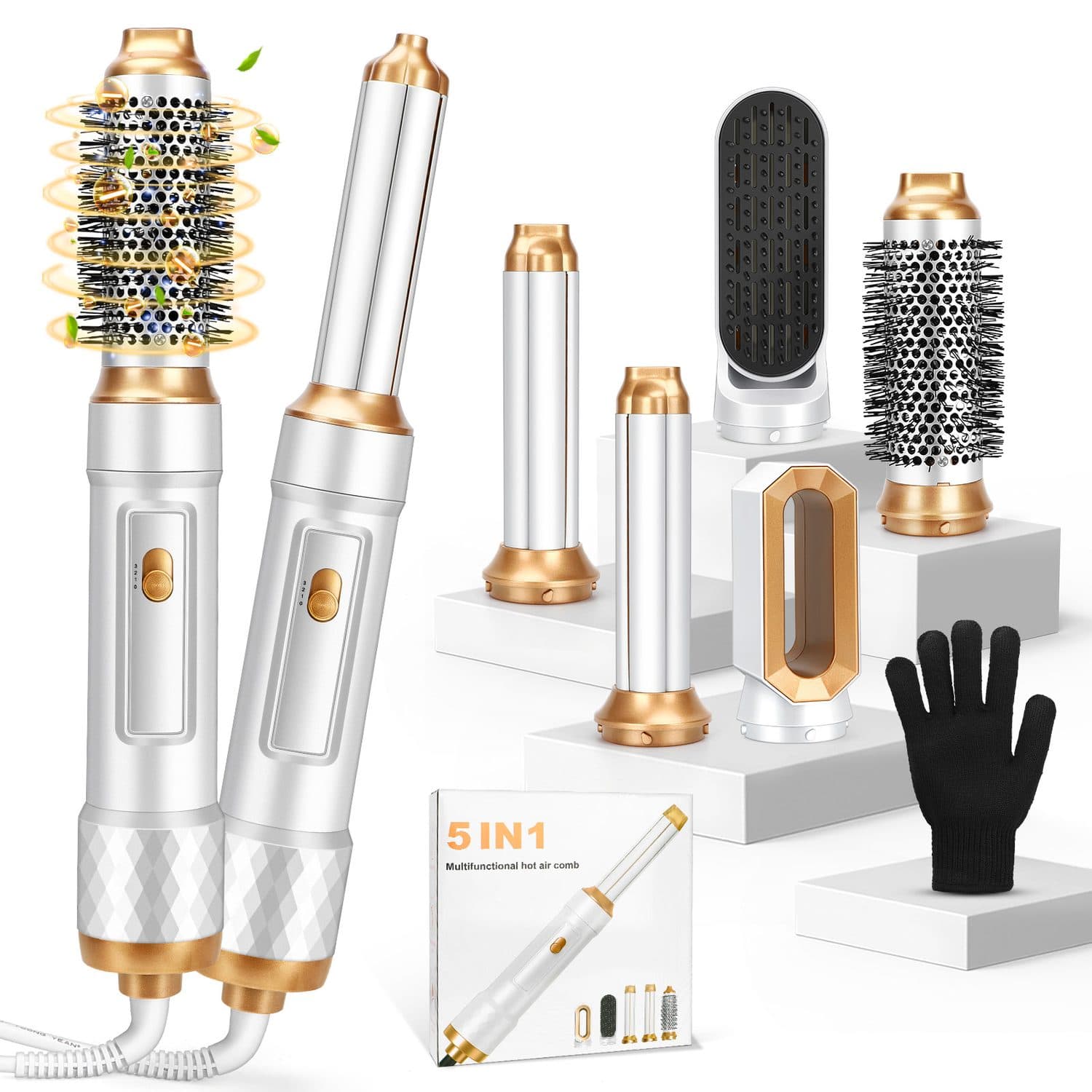 Complete 5-in-1 Hot Air Styling Brush for Salon-Style Results - Default