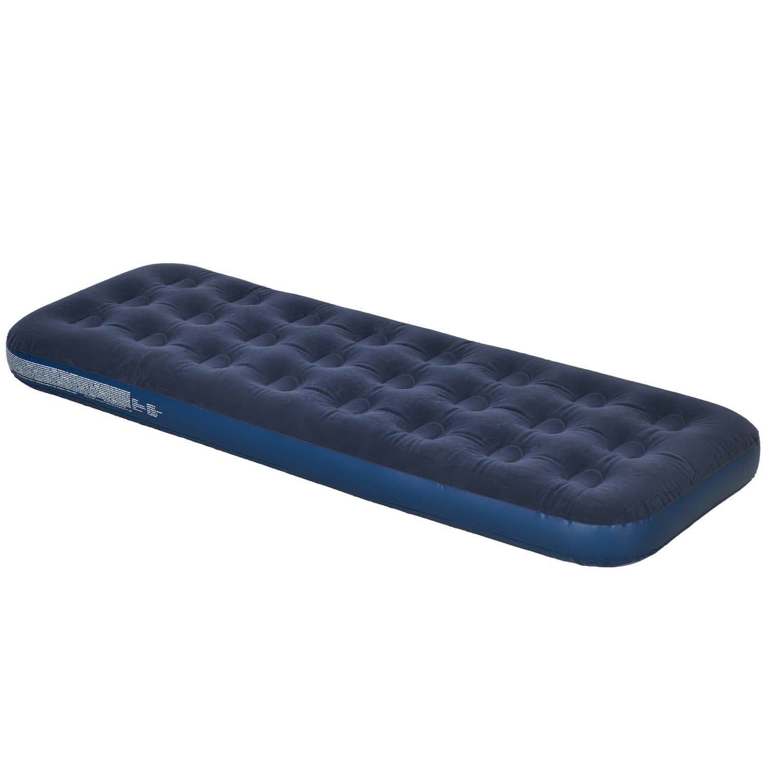 A portable single air bed for guests, camping and travel - Blue