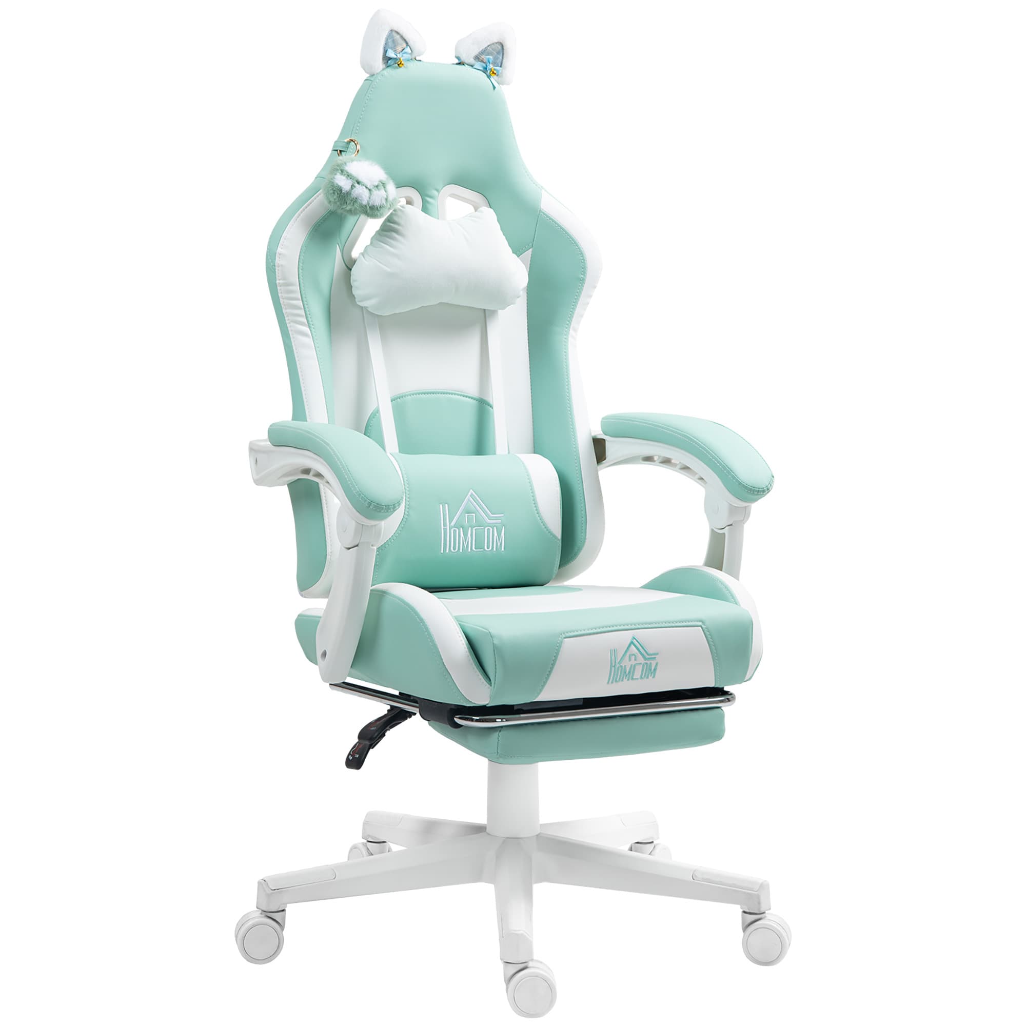 Level Up in Comfort: Light Blue Cat Ear Gaming Chair - Blue