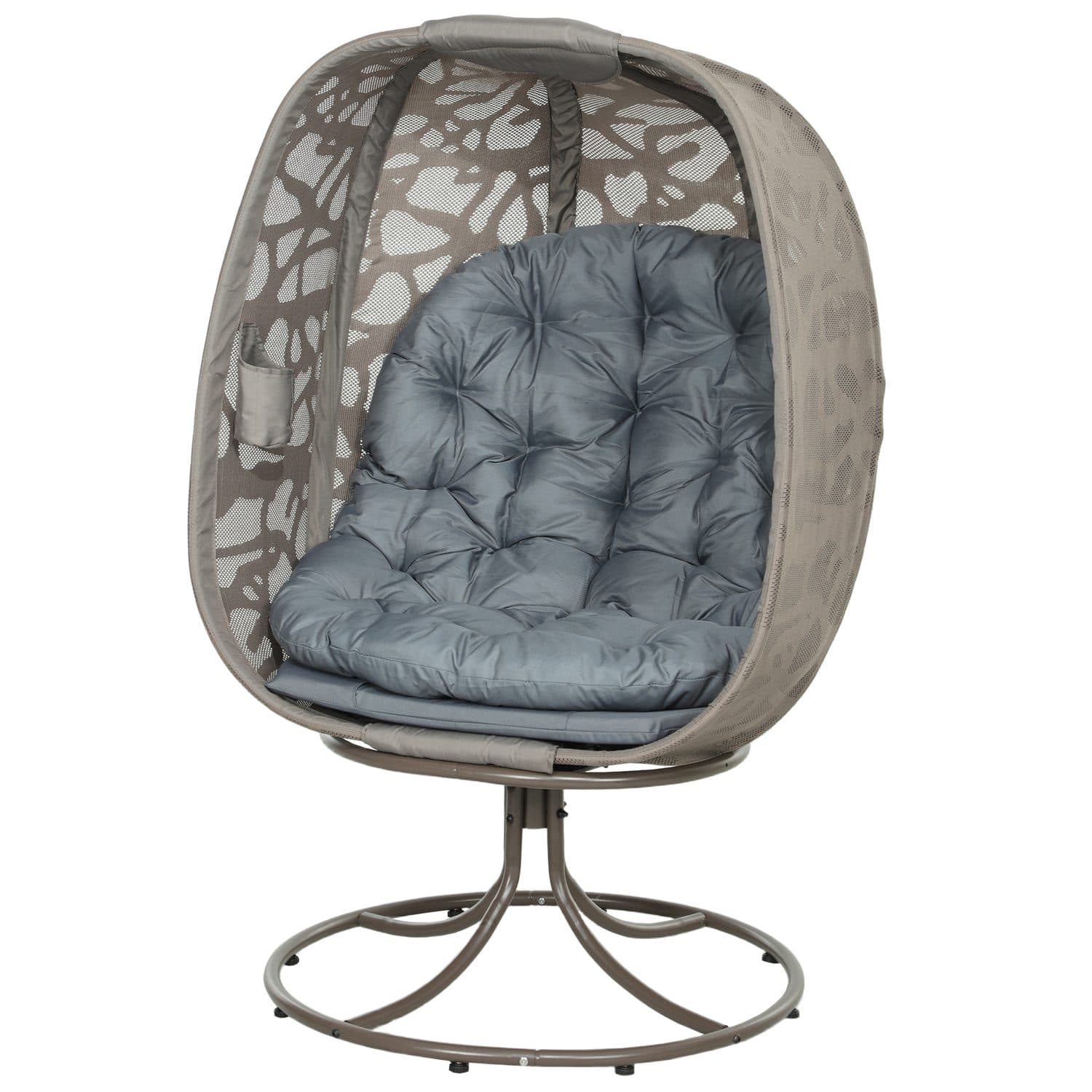 Grey Swivel Egg Chair with Cushions - Grey
