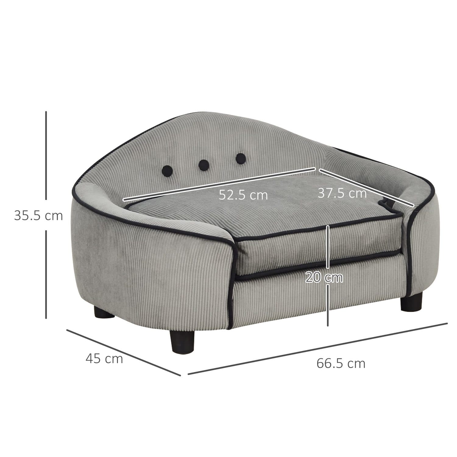 PawHut Grey Pet Sofa - image 3