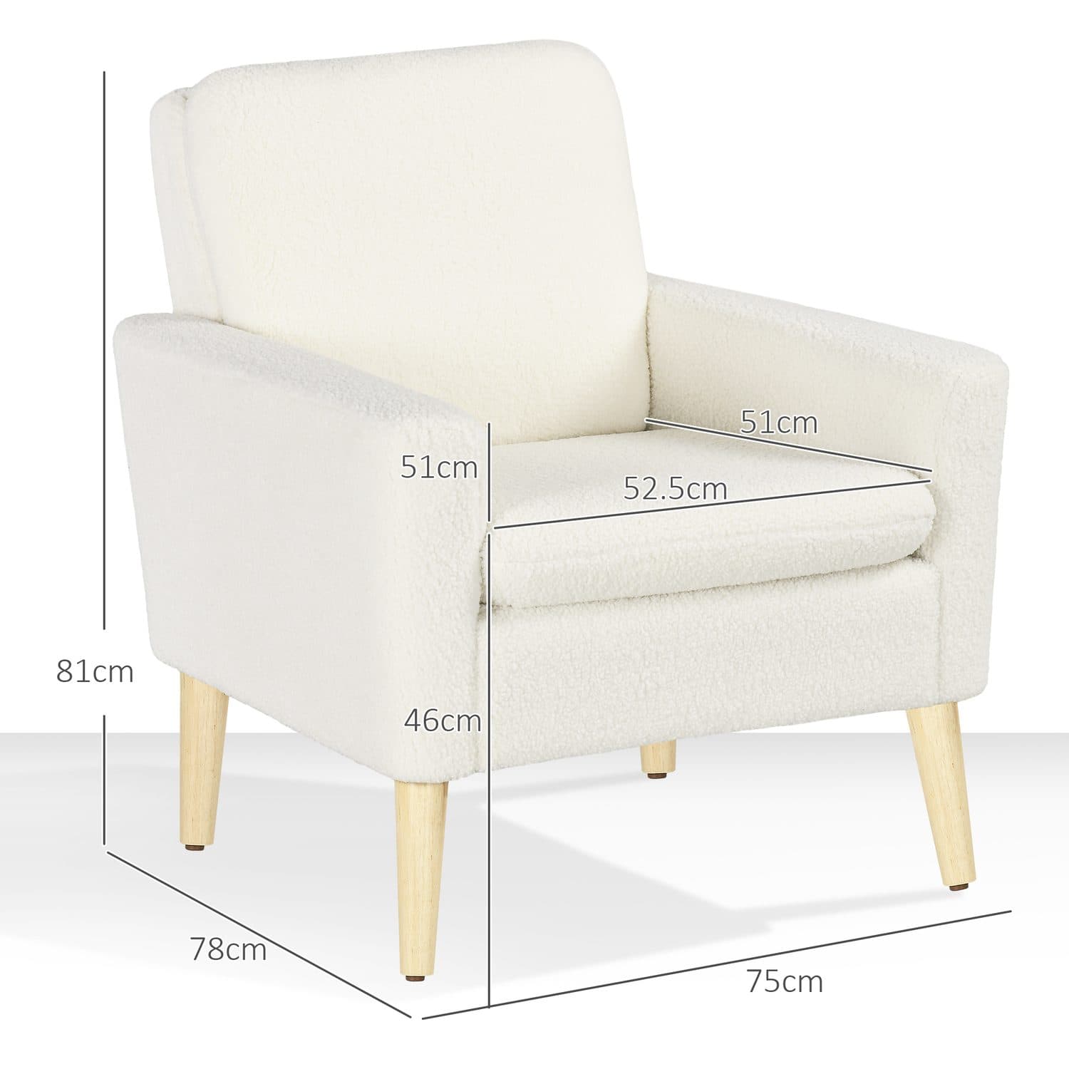Cream White Teddy Fleece Armchair - image 2