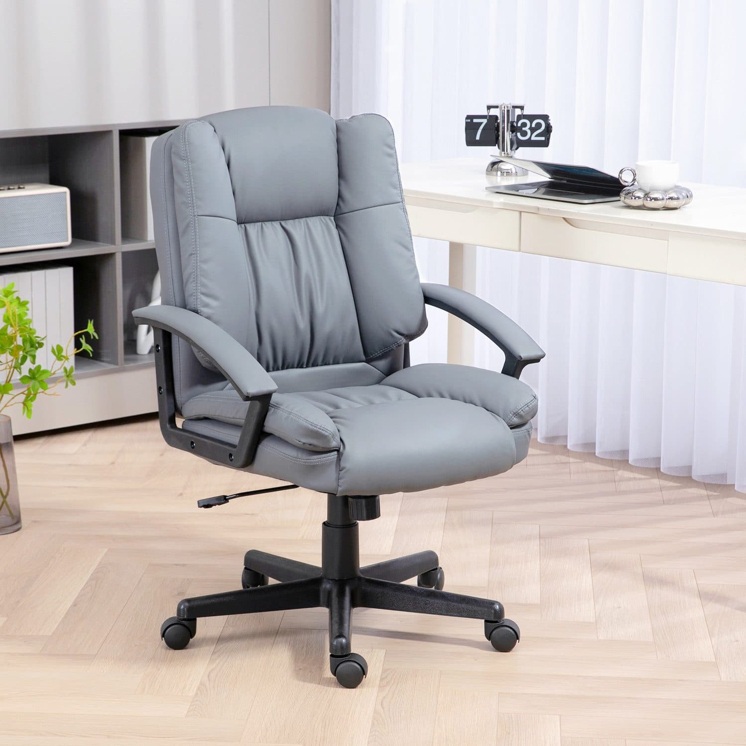Light Grey Mid-Back Office Chair for Total Comfort - image 1