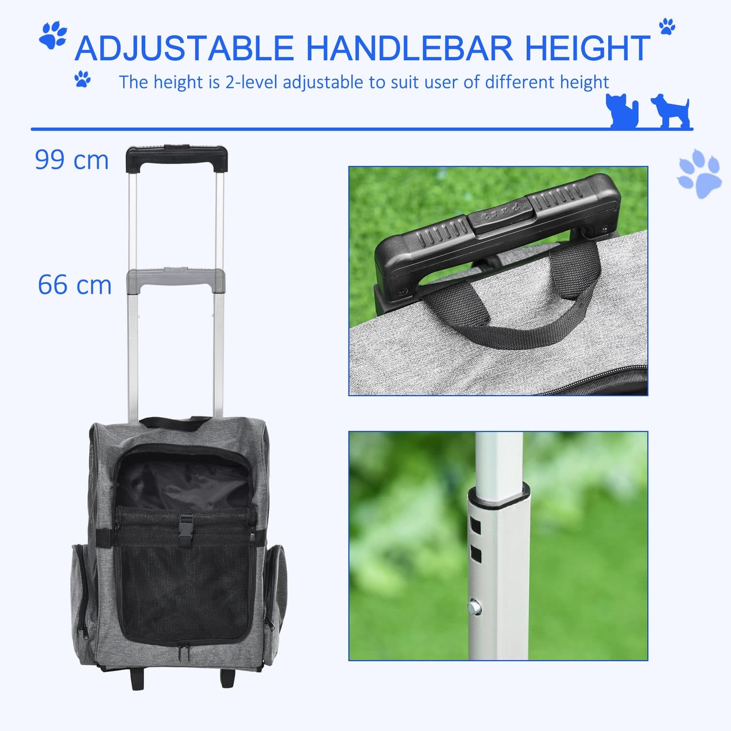 PawHut Pet Travel Backpack with Trolley - image 4