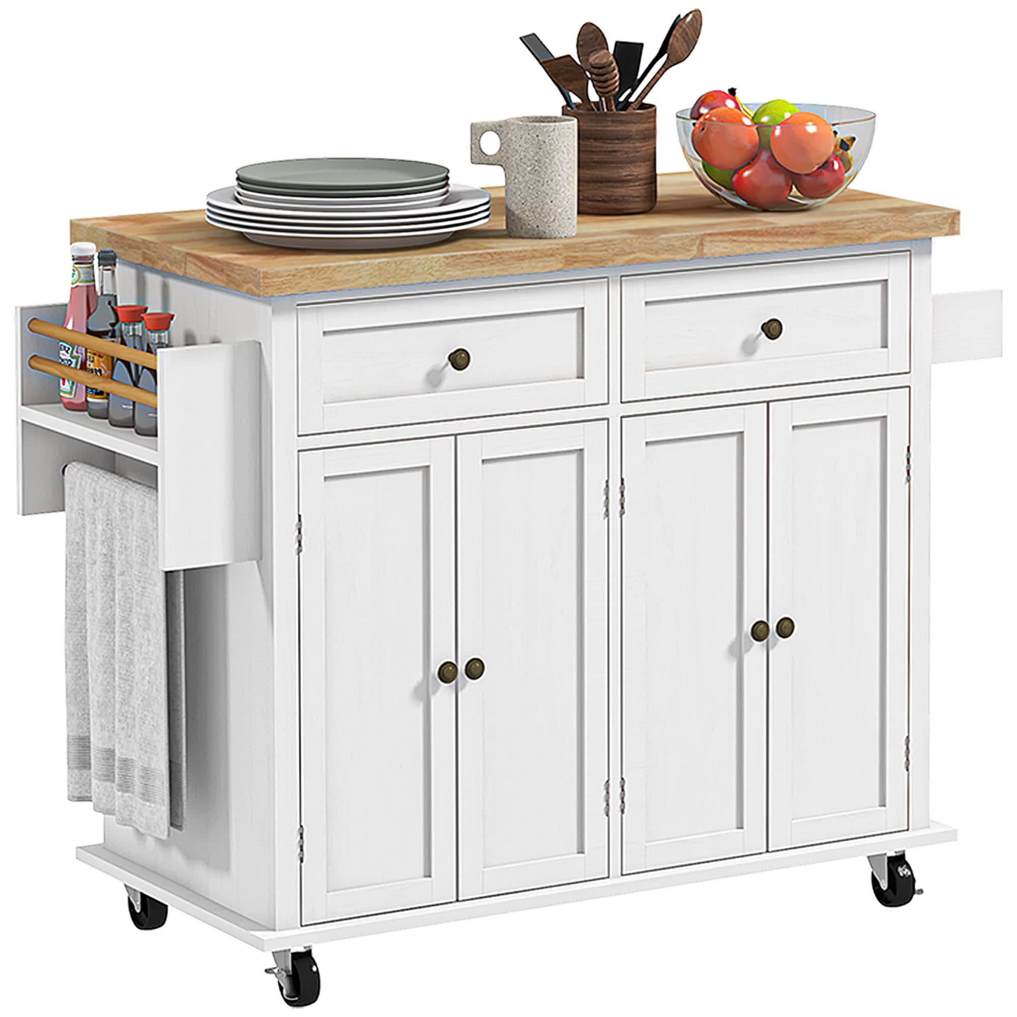White Rolling Kitchen Island