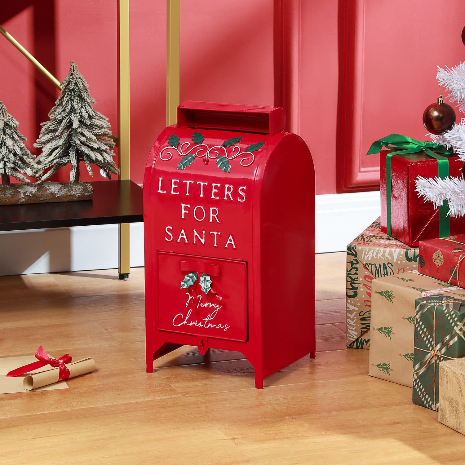 Festive Red Postbox for Letters to Santa - image 4