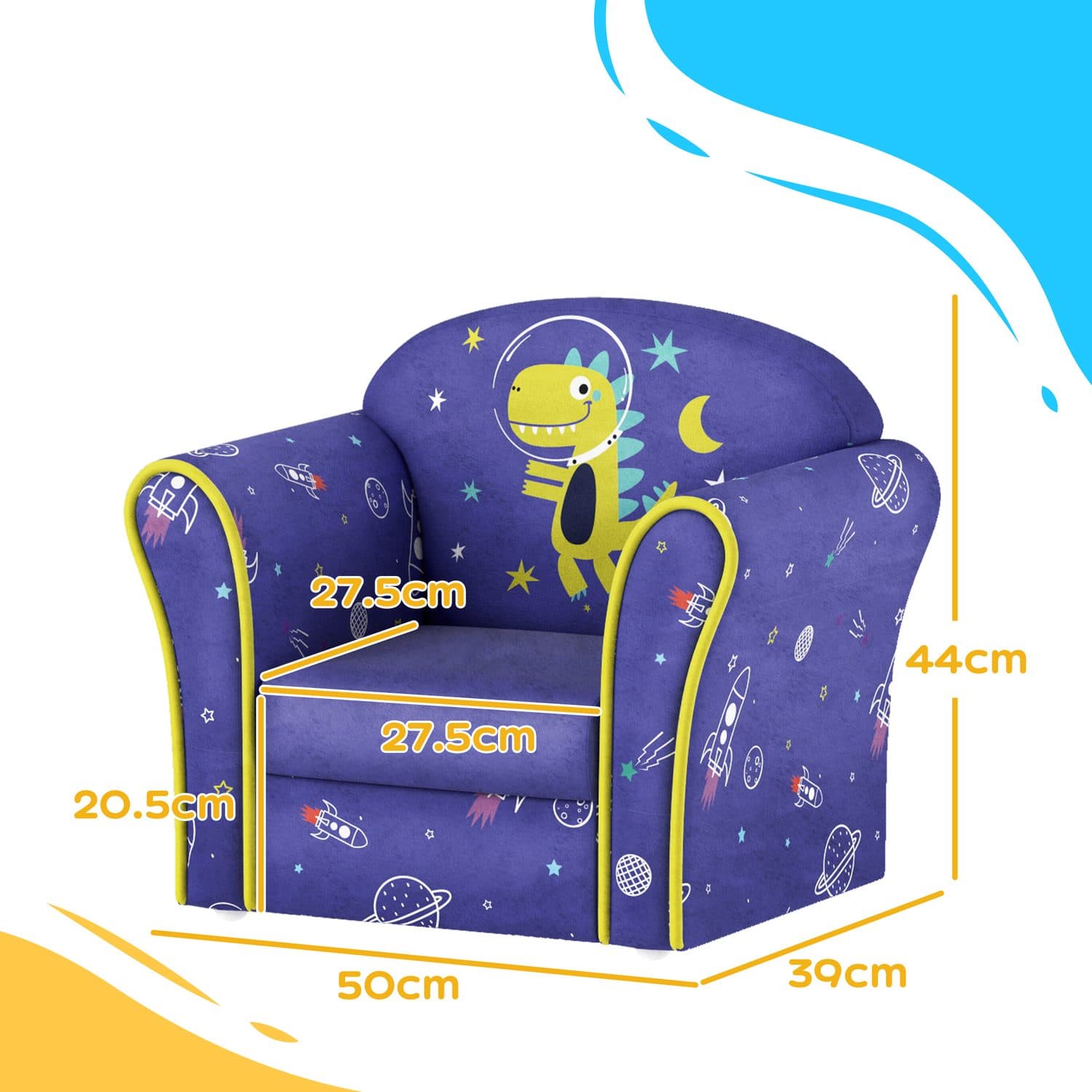 Blue kids armchair for cosy toddler reading corners - image 2