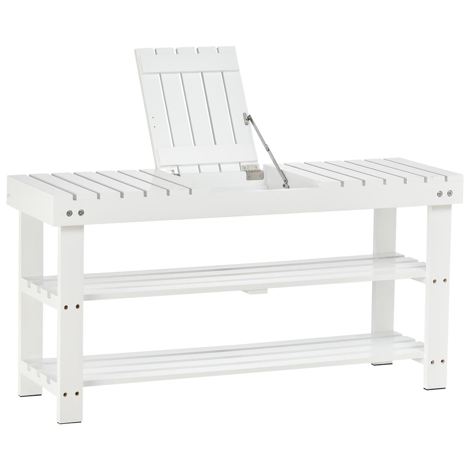 3-Tier White Shoe Bench