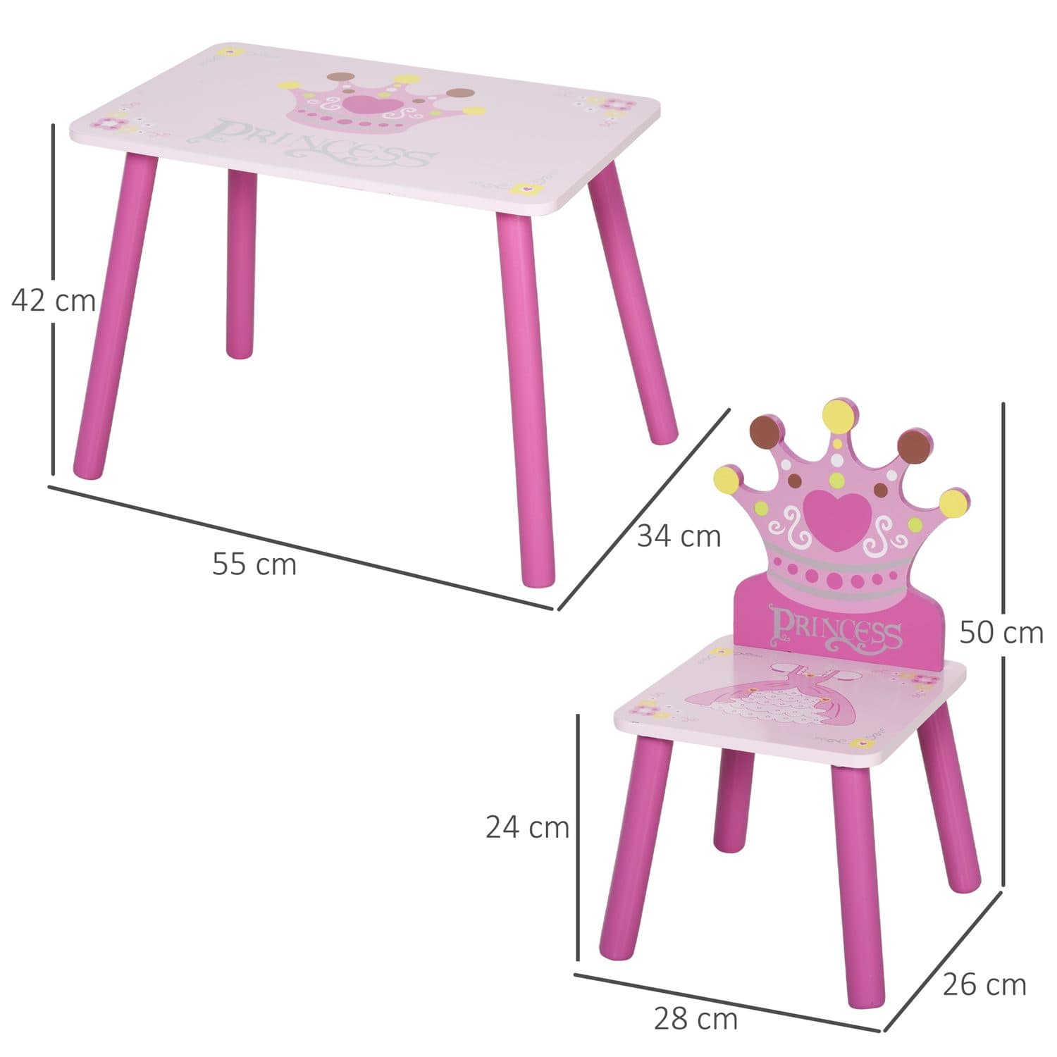 Pink Princess Kids Table and Chairs for Magical Playtimes - image 3