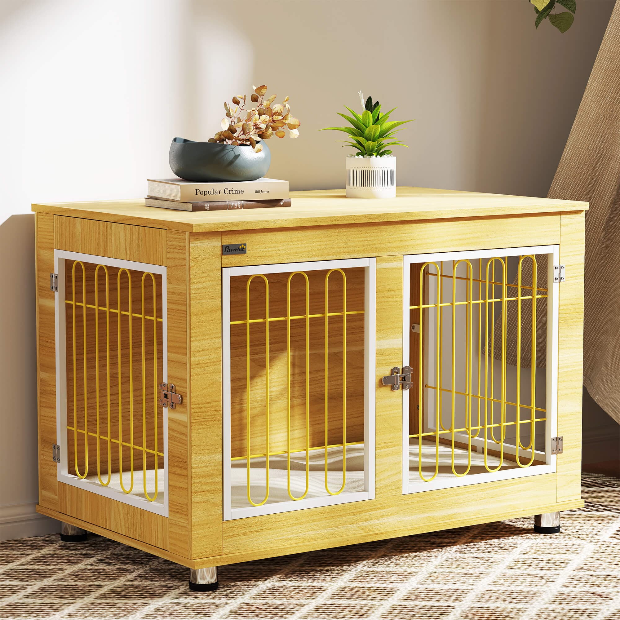 A Dog Crate and Side Table in One — Double Door, With Cushion - image 4