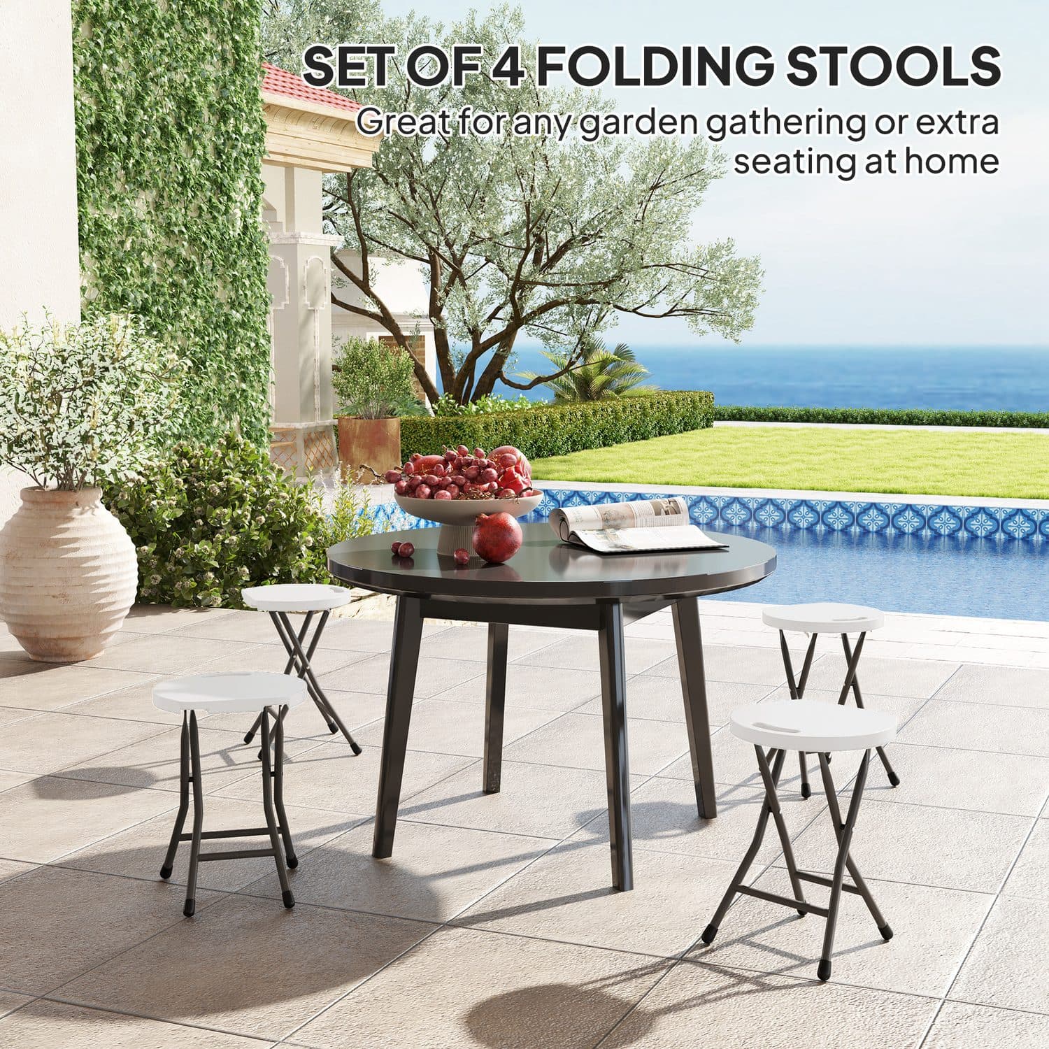 White Folding Carry Stools for Flexible Seating - image 1