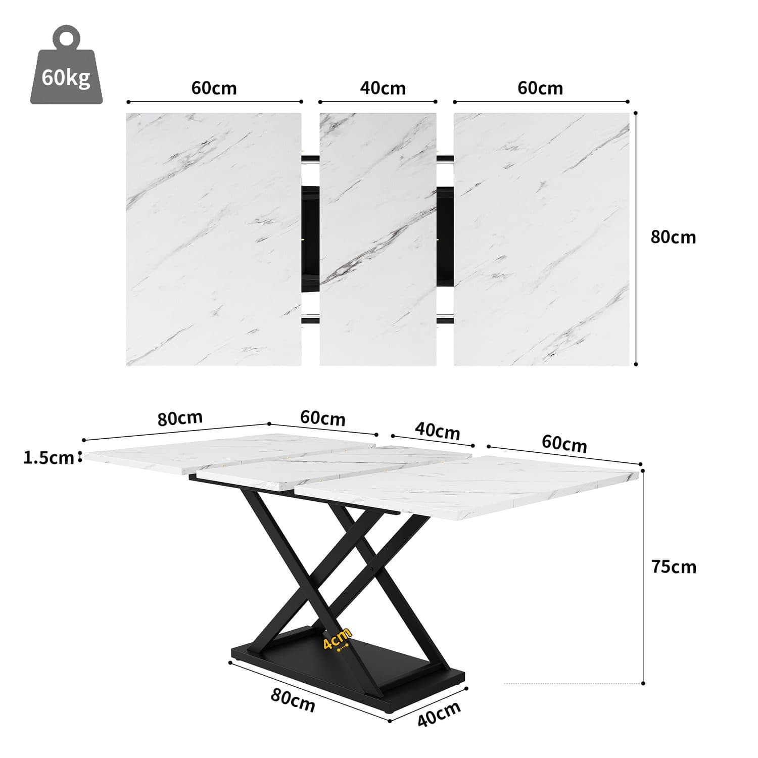Villalta Home Extendable Marble Dining Set - image 2