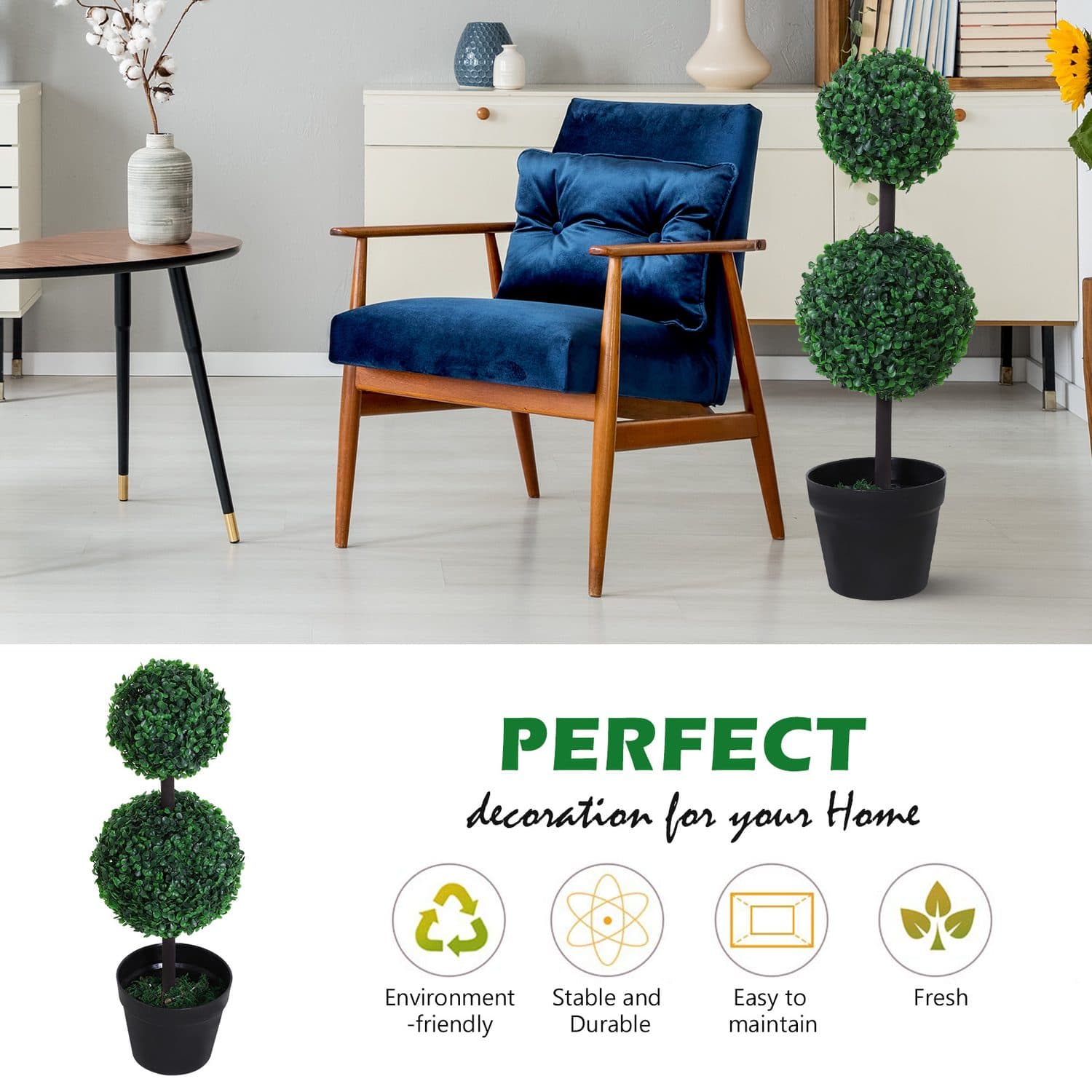 Set of 2 Double Ball Topiary Trees - image 2