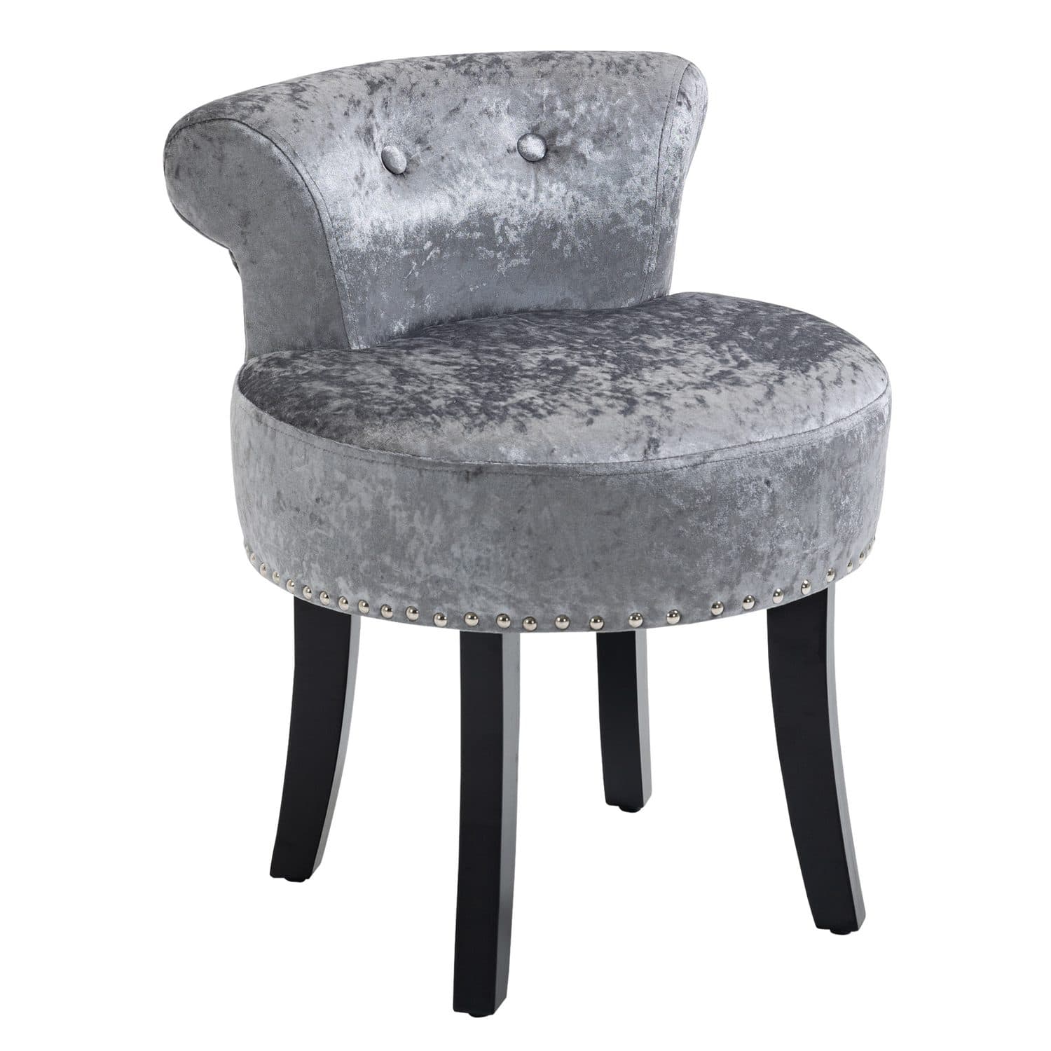 Grey Velvet Stool - Grey