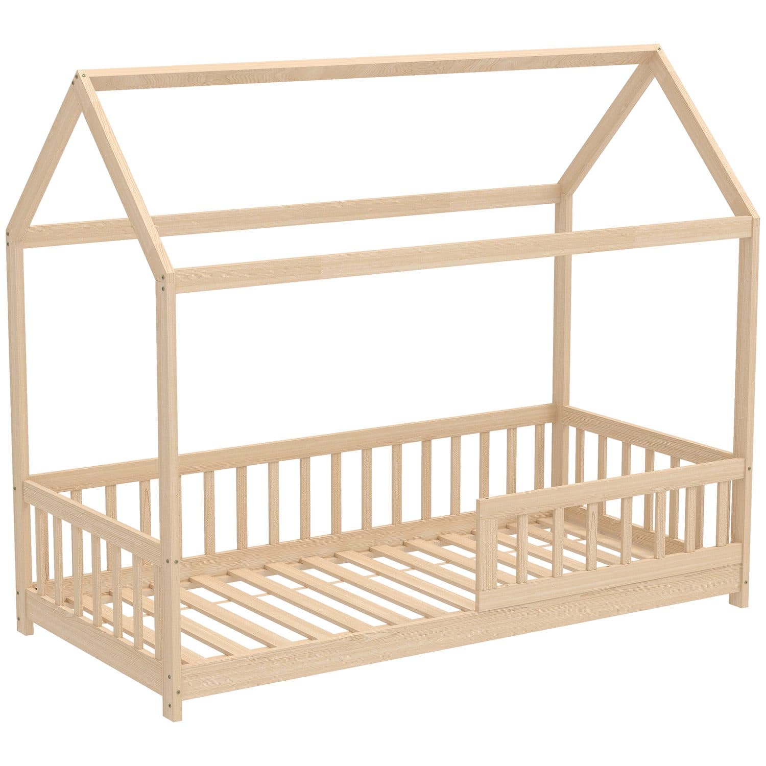 Solid Pine House Bed - Natural wood finish