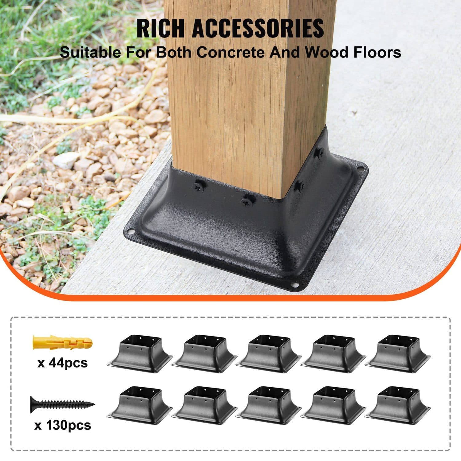 10 Steel Post Base Brackets for Decking and Rails - image 1