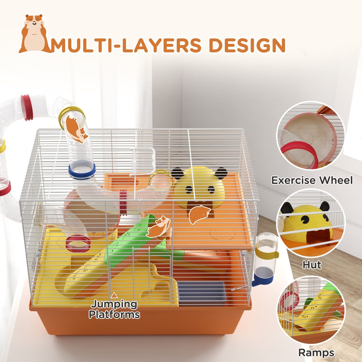 PawHut 3 Tier Gerbil and Hamster Cage - image 4