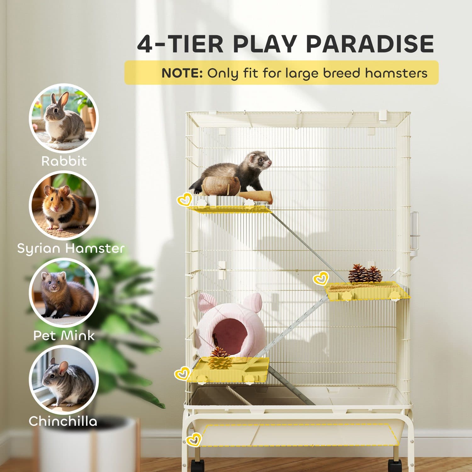 PawHut Four-Tier Small Animal Cage on Wheels - image 3