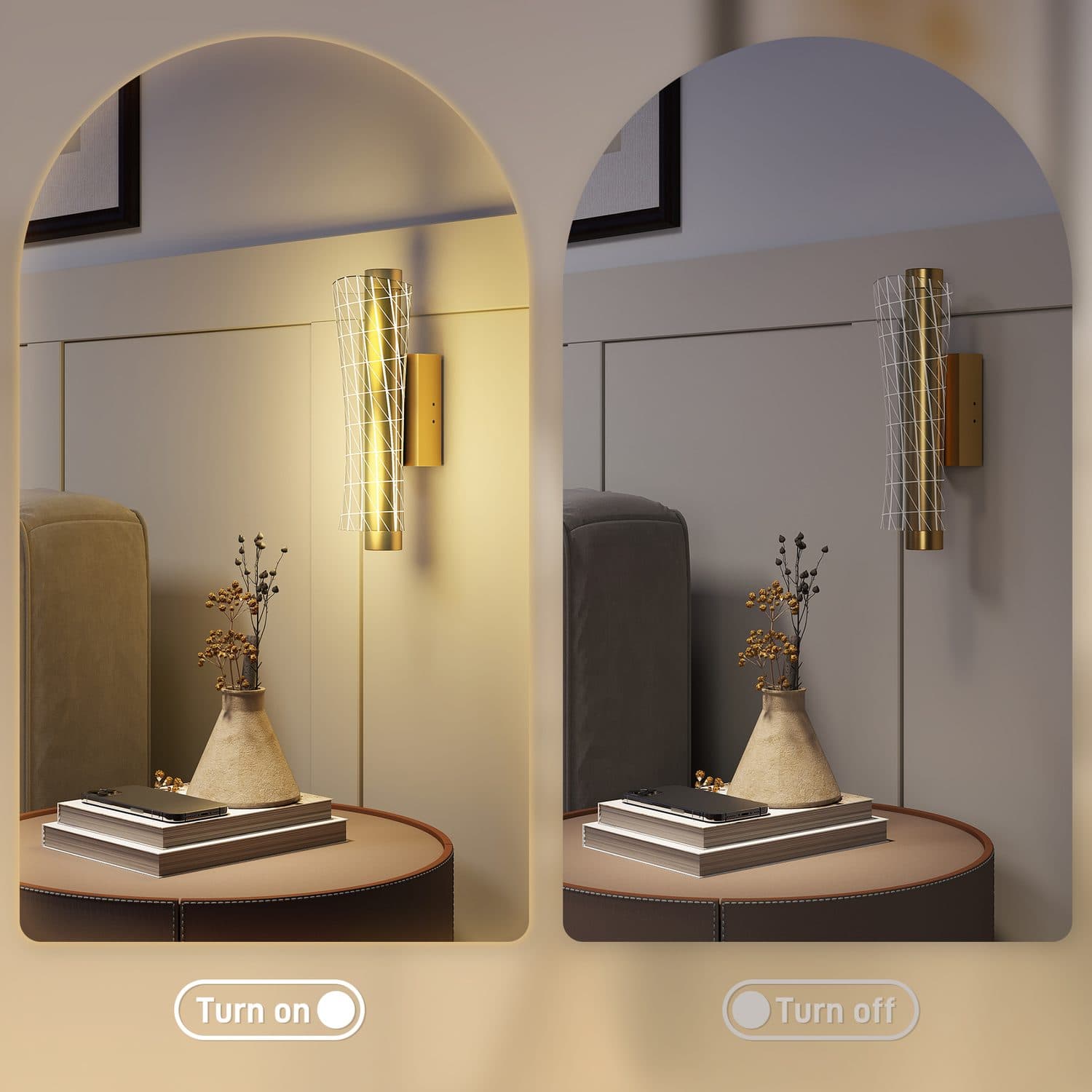 Geometric Mesh Wall Lights in Gold — Set of 2, 9W LED - image 1