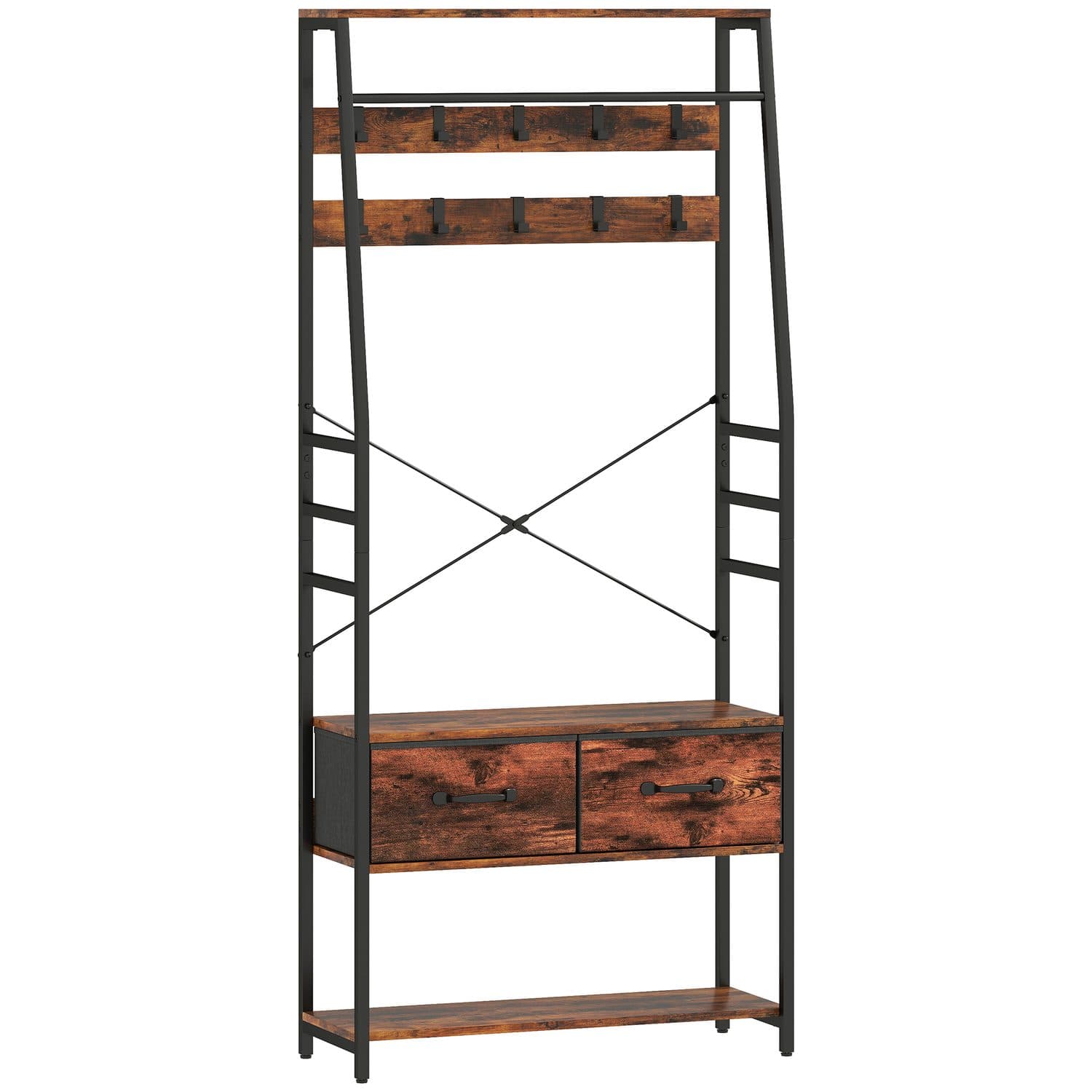 6-in-1 Hallway Organiser - Rustic Brown