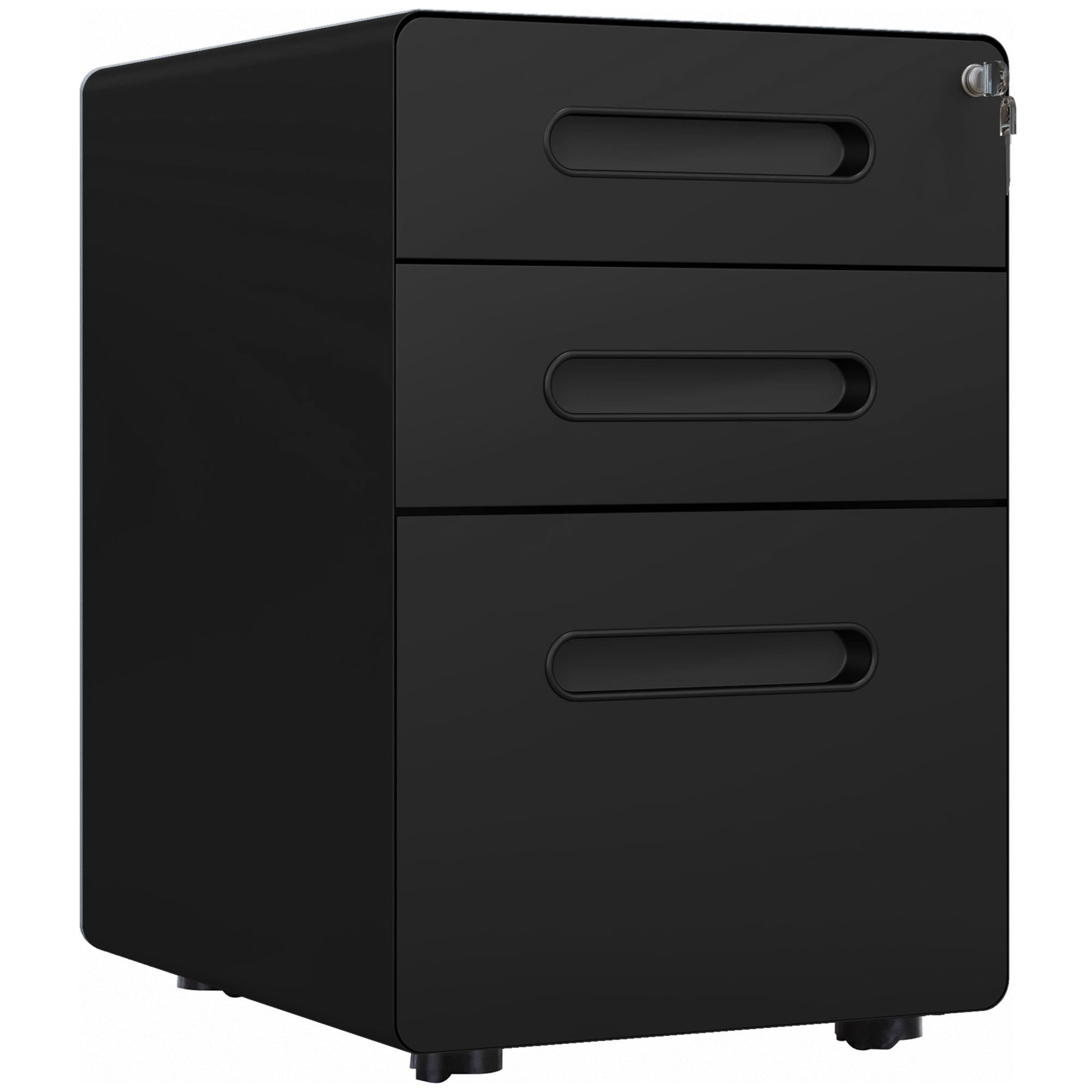 Black Lockable 3 Drawer File Cabinet - Black