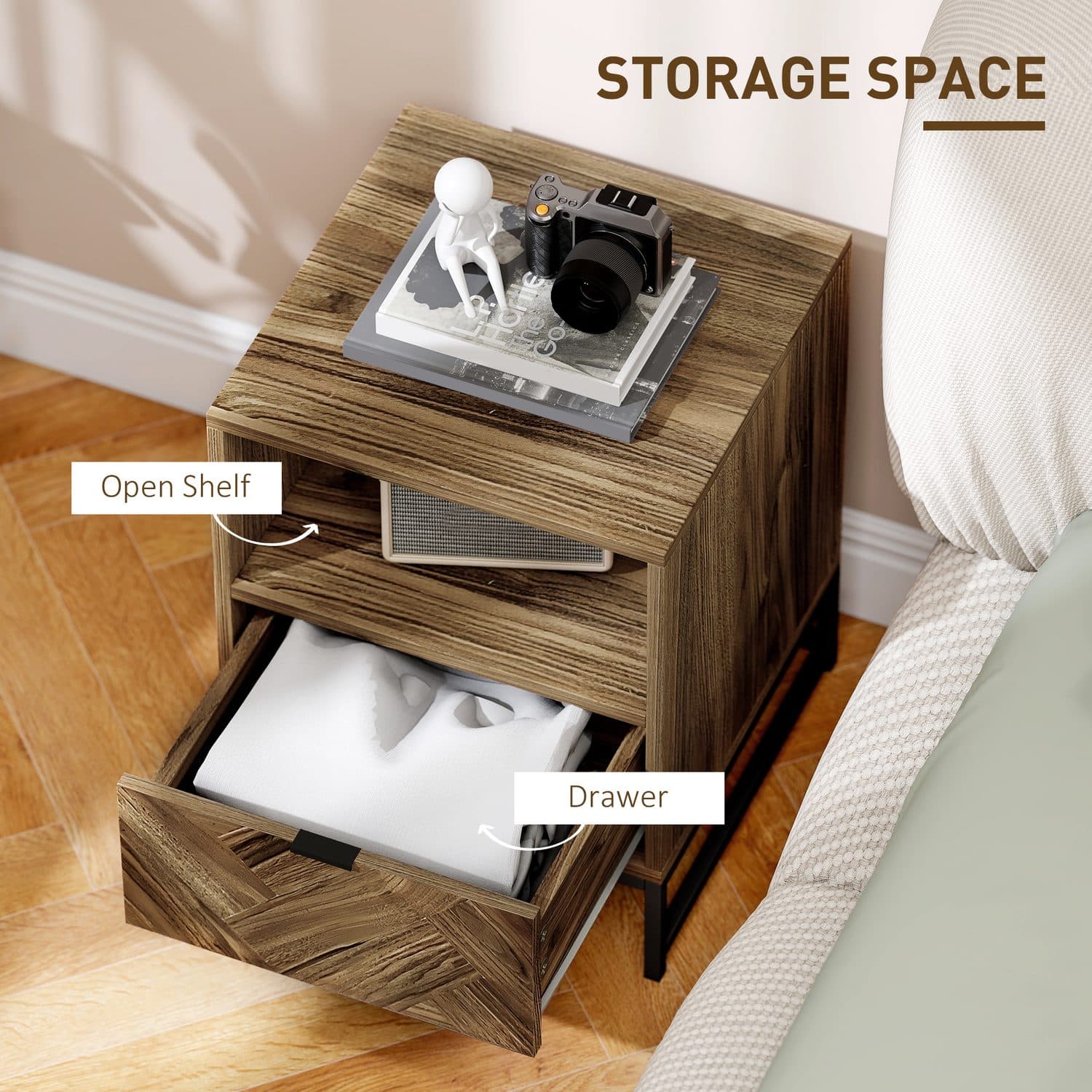 Industrial Bedside Table with Drawer - image 5