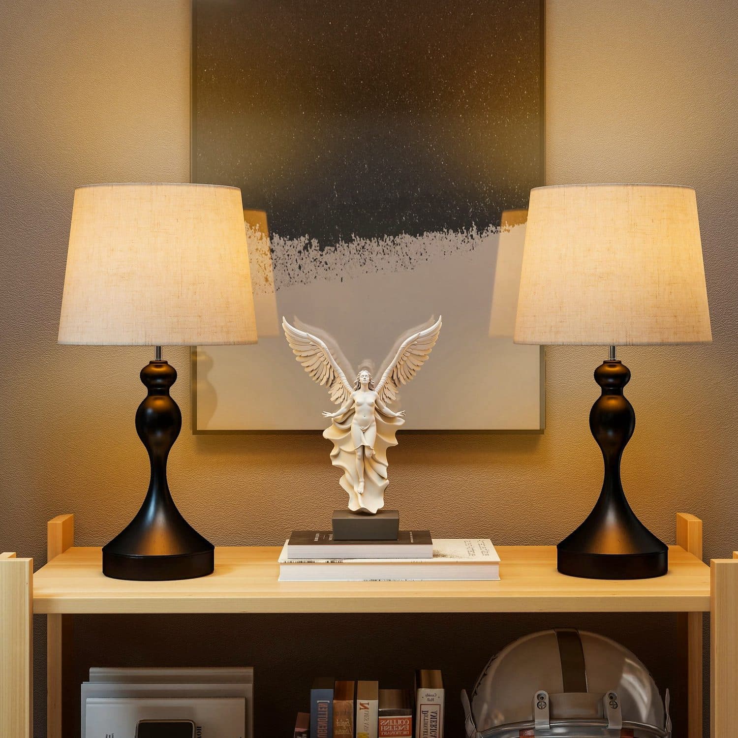 Matching black bedside lamps with USB charging - image 4