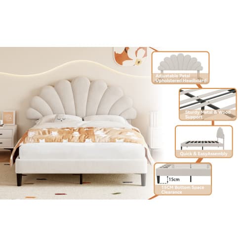 Chic Petal Velvet Bed Frame - image 5