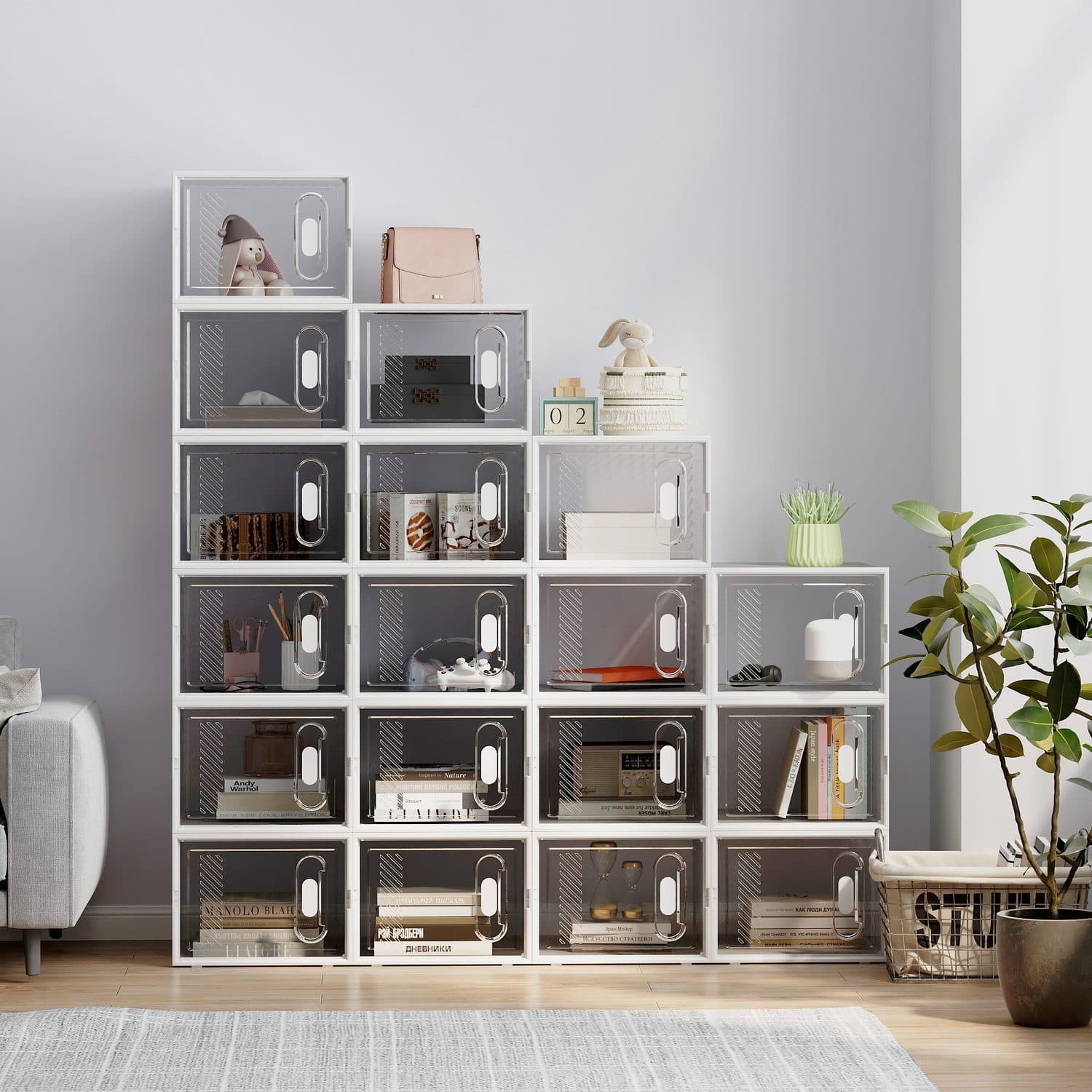 18 Clear Stackable Shoe Boxes - image 5