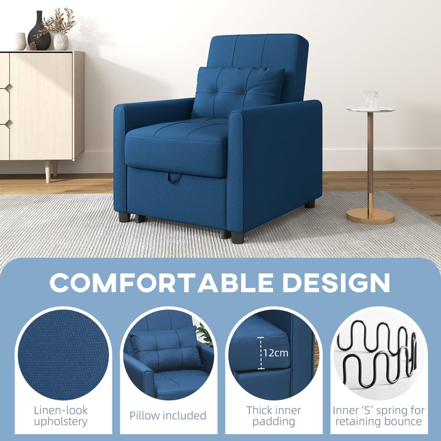 Blue Single Chair Bed - image 3