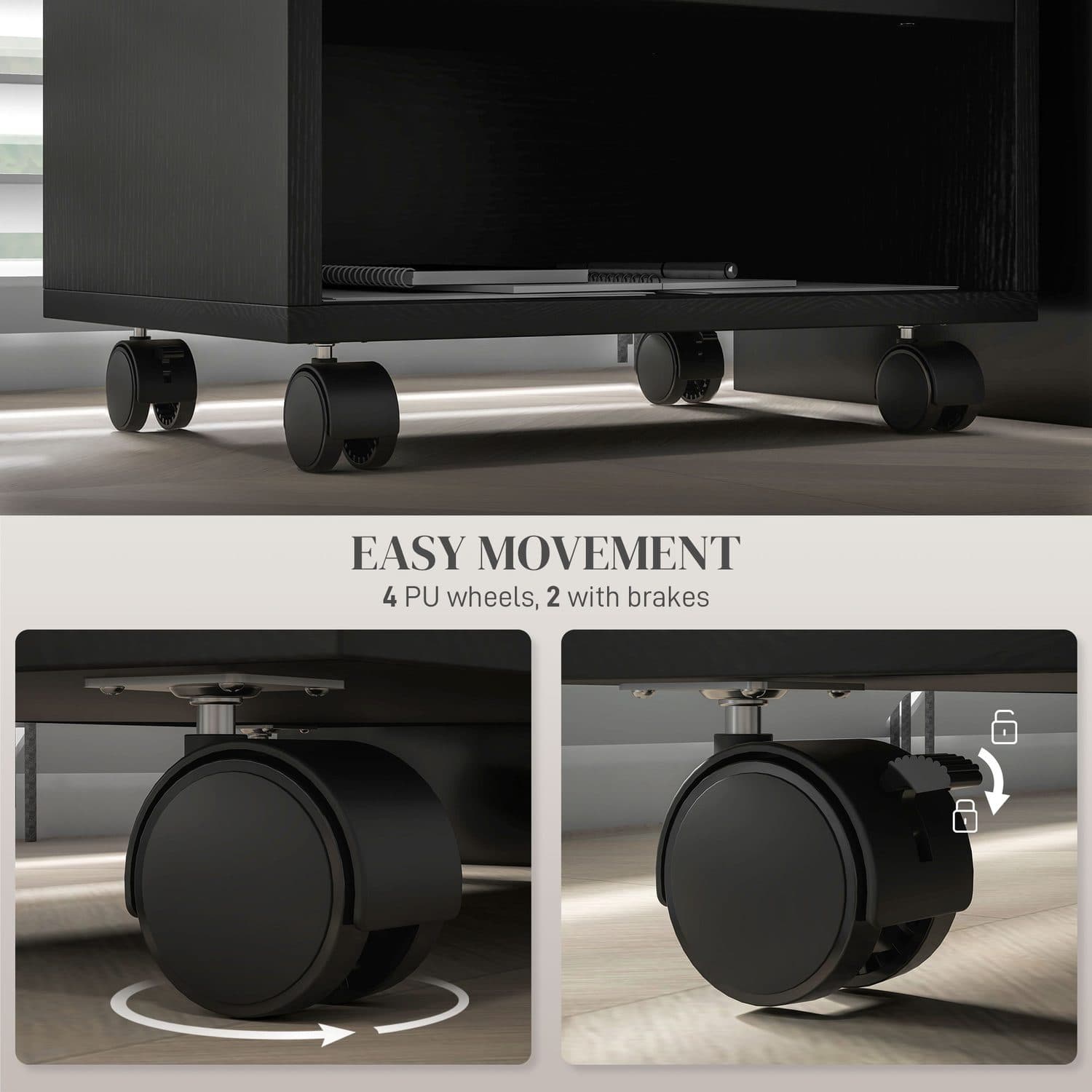 Black Printer Cabinet with Three Compartments - image 1