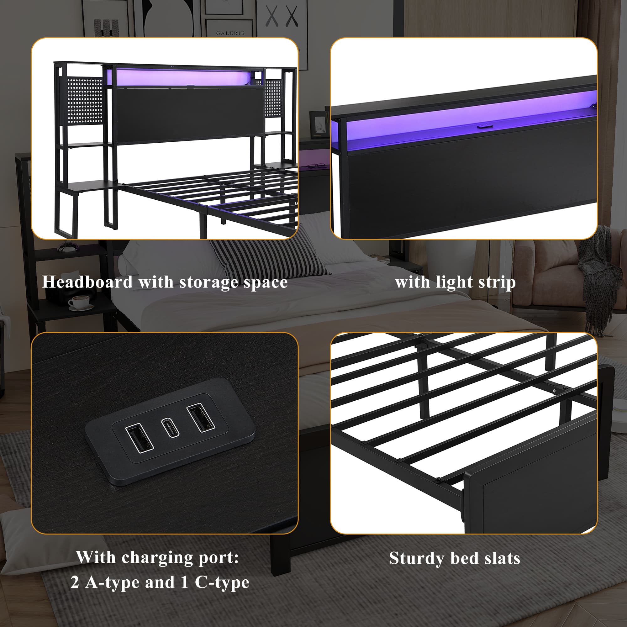 Tech-Ready LED Metal Bed Frame - image 5