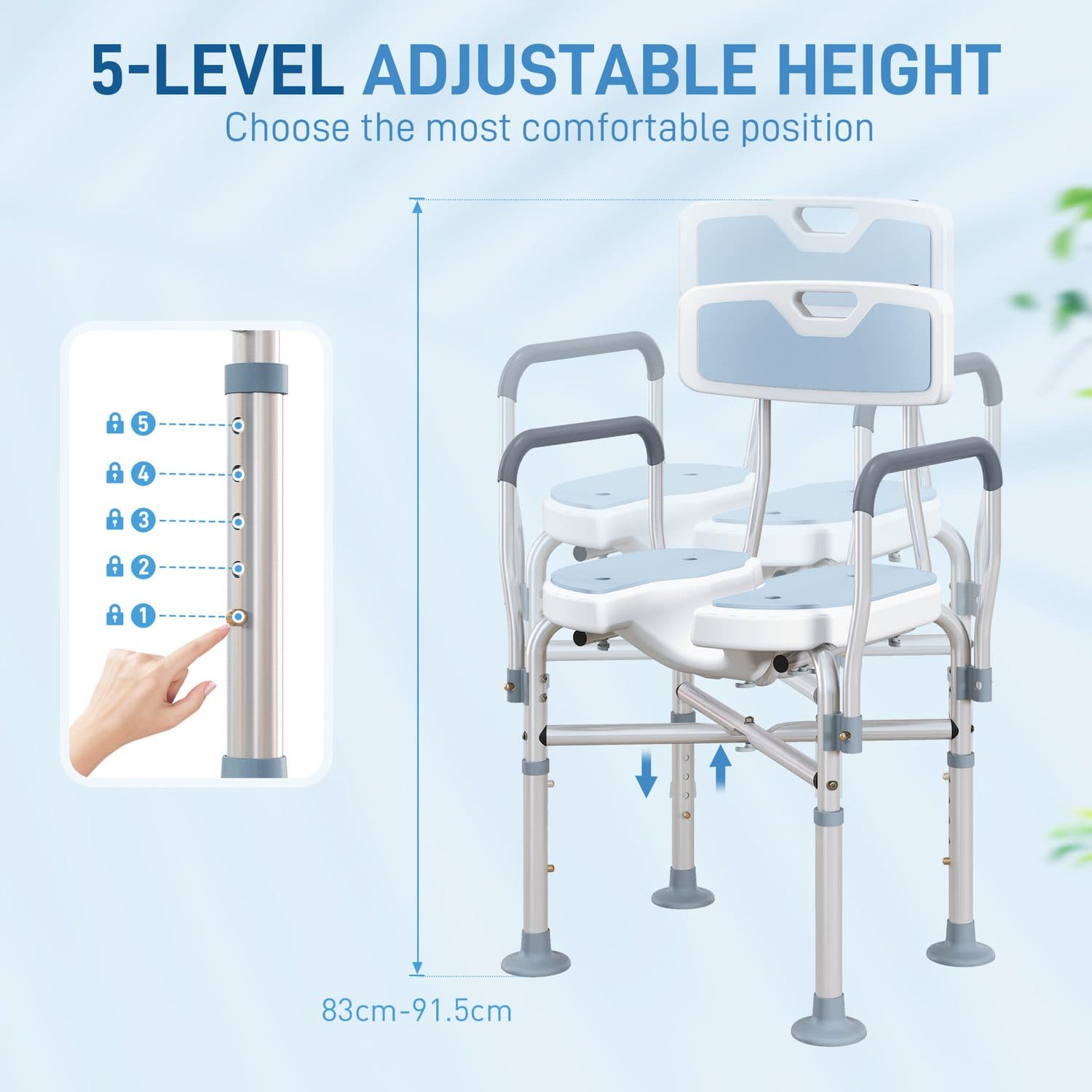 Adjustable Padded Shower Chair for Safe, Effortless Bathing - image 4